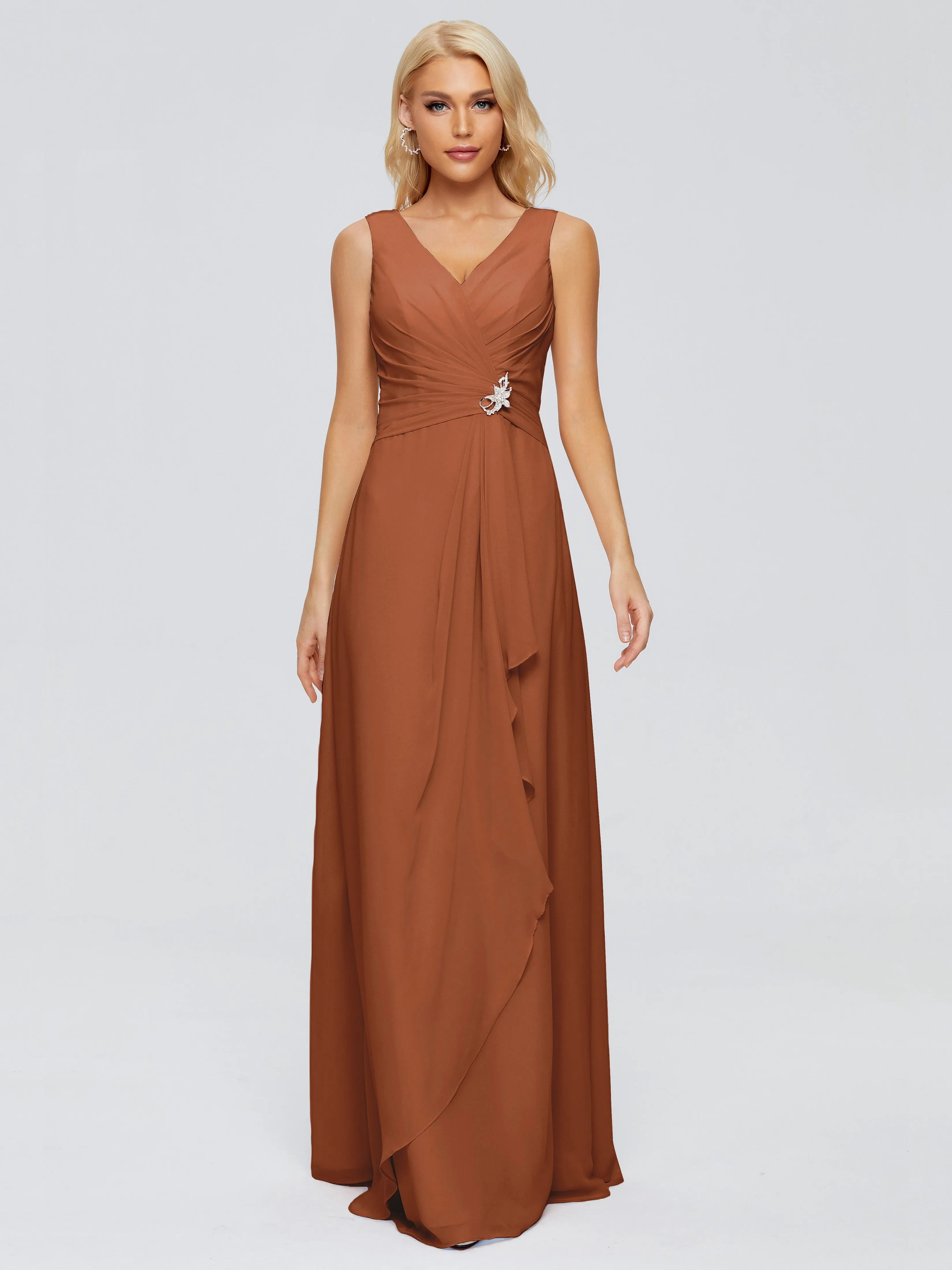 Terracotta Bridesmaid Dresses Uk Maria Modern Sheath V Neck Chiffon Bridesmaid Dresses
