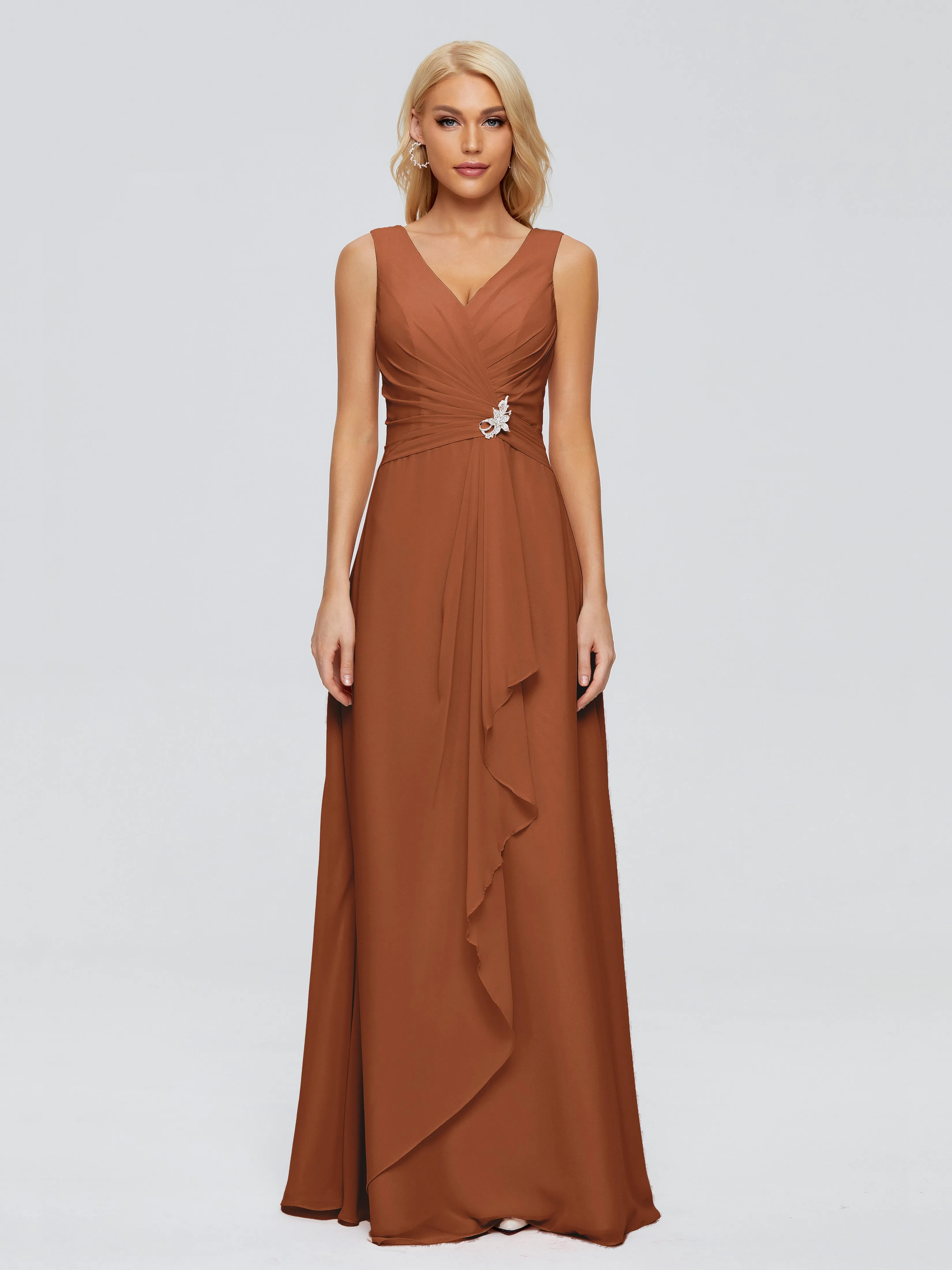 Terracotta Bridesmaid Dresses Uk Maria Modern Sheath V Neck Chiffon Bridesmaid Dresses