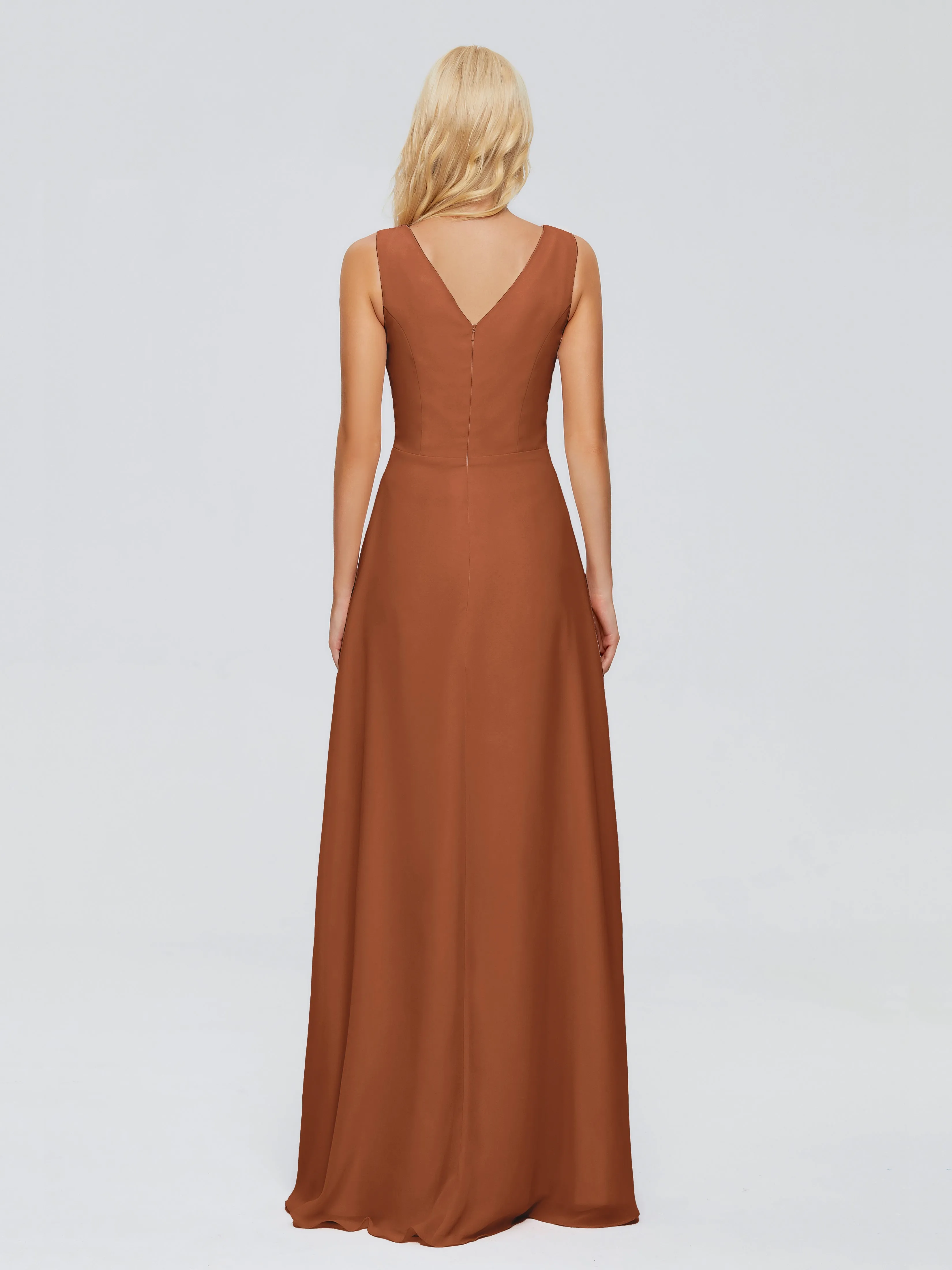 Terracotta Bridesmaid Dresses Uk Maria Modern Sheath V Neck Chiffon Bridesmaid Dresses
