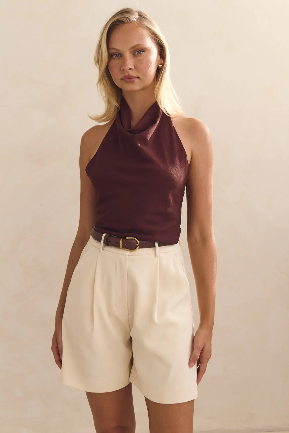 AthleisureInspired Tess Halter Top (Chestnut)