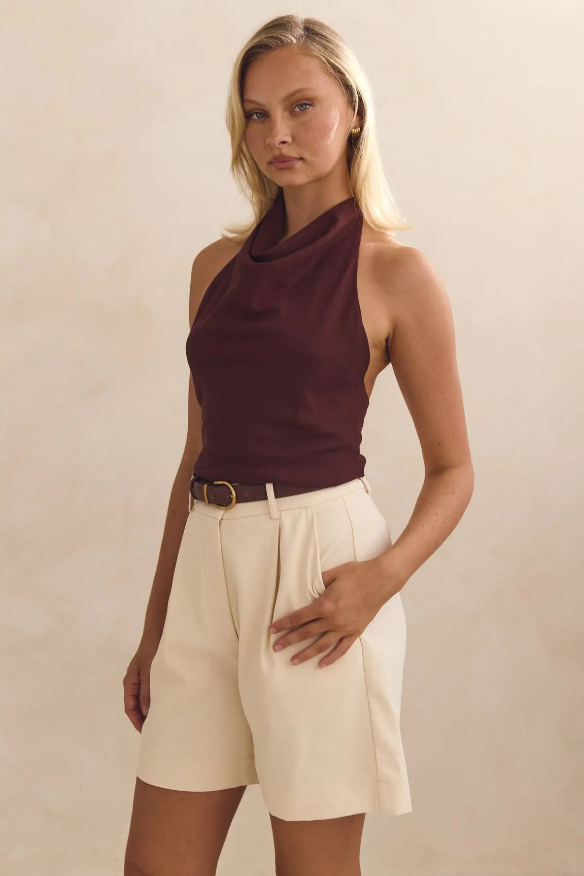 Tess Halter Top (Chestnut) AntiPilling Technology