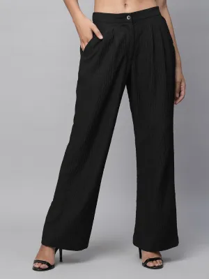Textured Poly Pleated Fluid Trousers