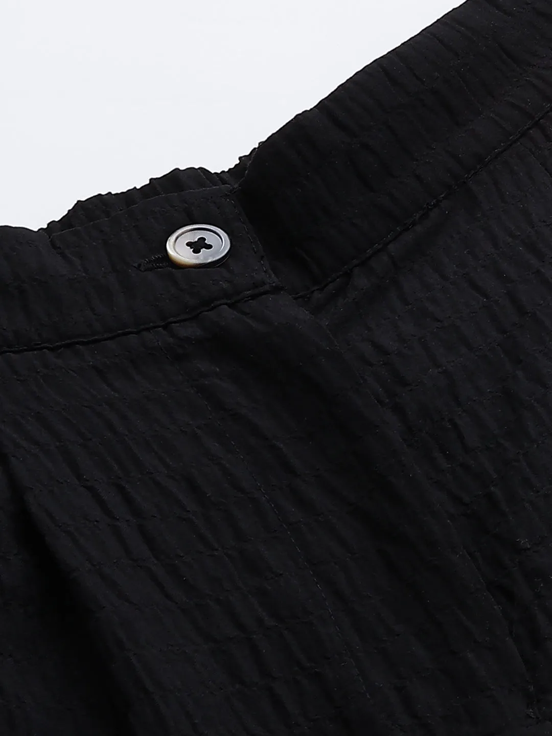 Textured Poly Pleated Fluid Trousers