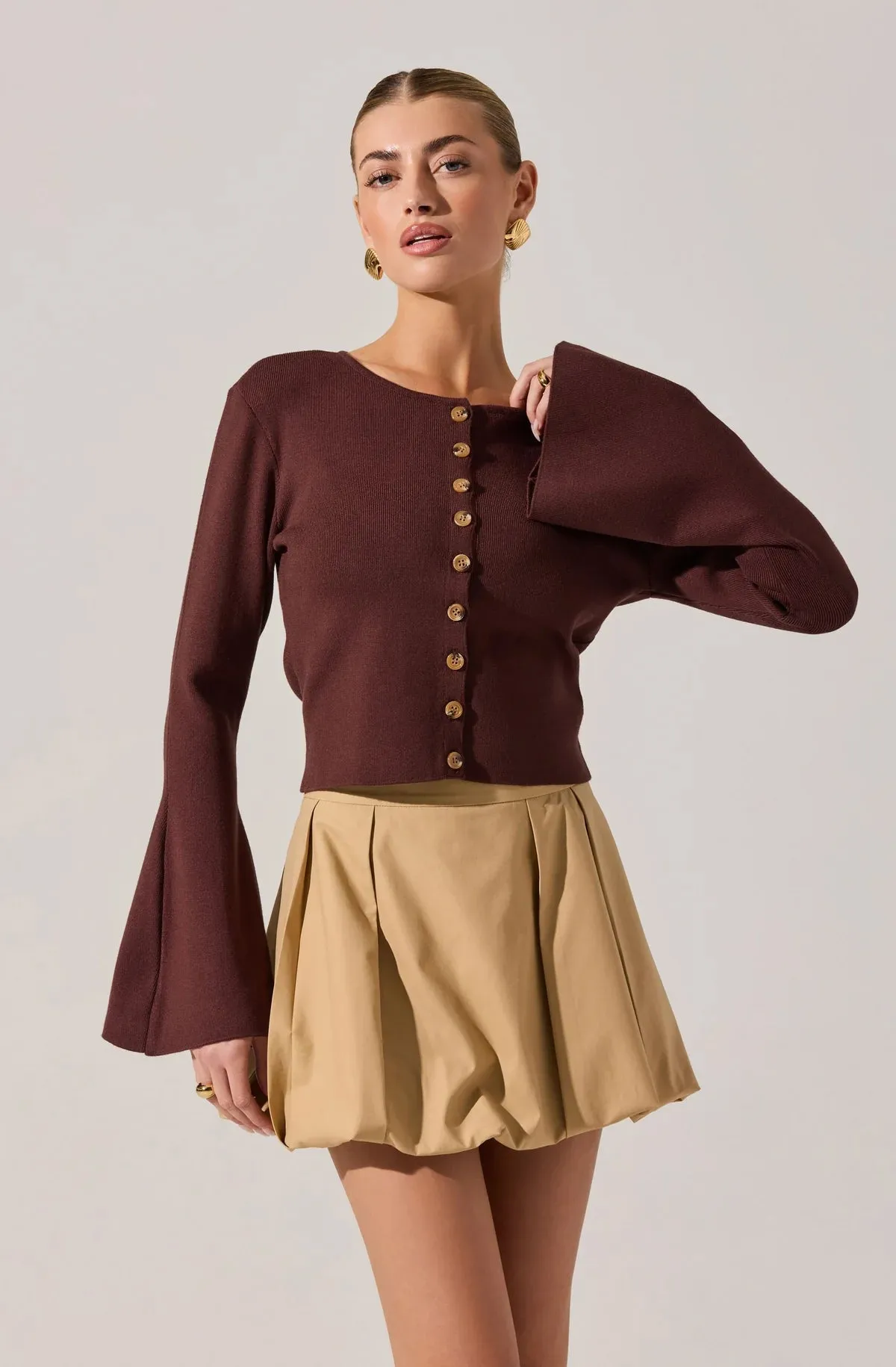 Ultra Soft Yarn MoistureWicking Technology Nylah Bell Sleeve Cardigan