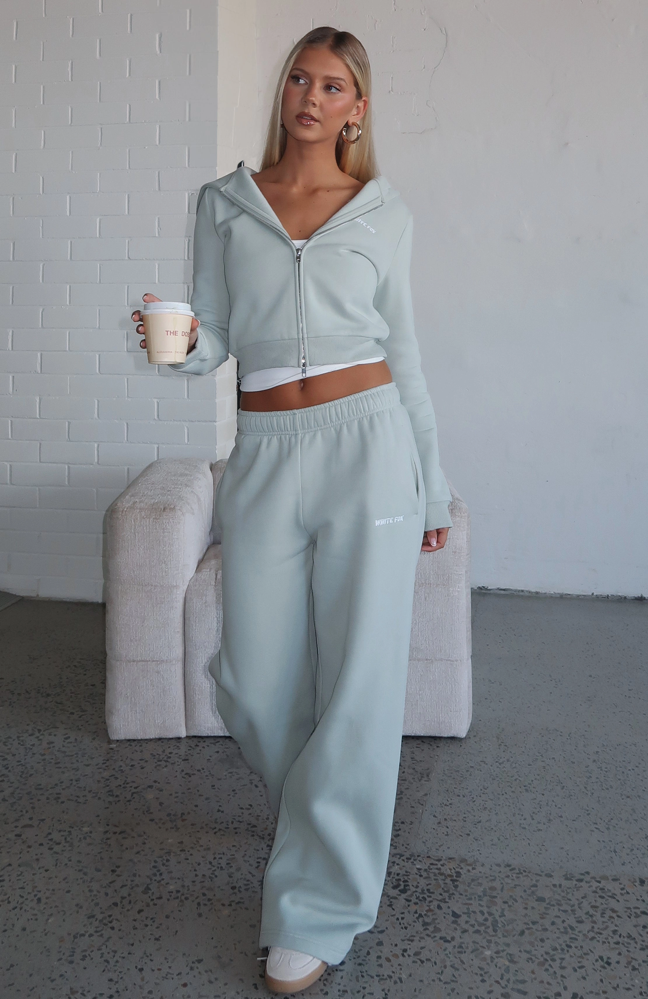 Flatlock Seam Construction Comfy And Cute Wide Leg Sweatpants Seafoam
