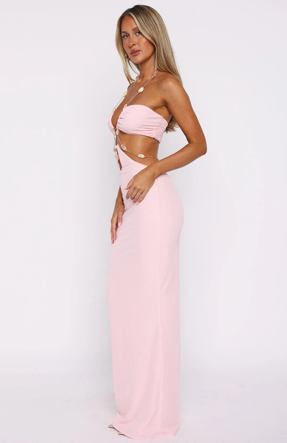 Bluesign Approved Material Roll Up Sleeve System The Empress Maxi Dress Baby Pink
