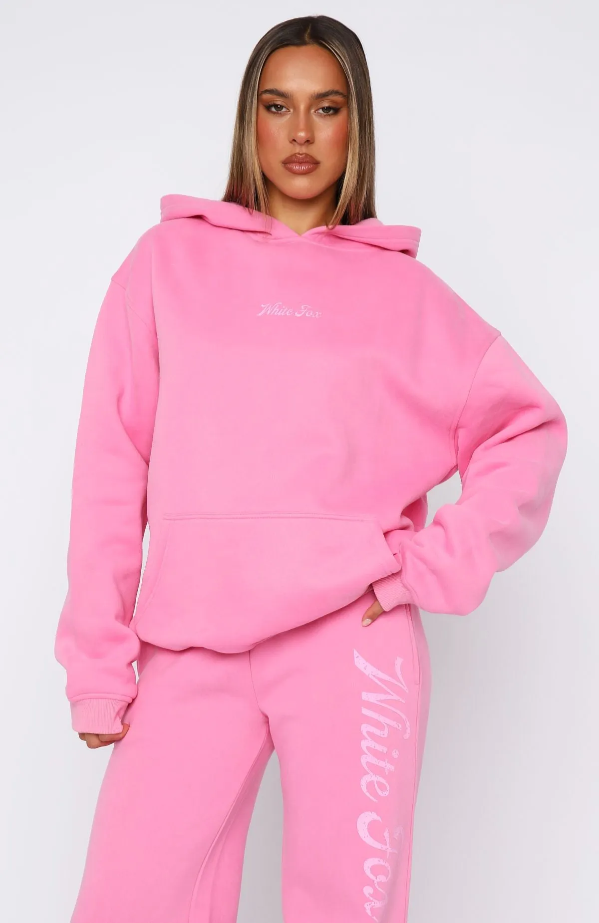 The Good Life Back Graphic Oversized Hoodie Pink Odor Resistant Treatment