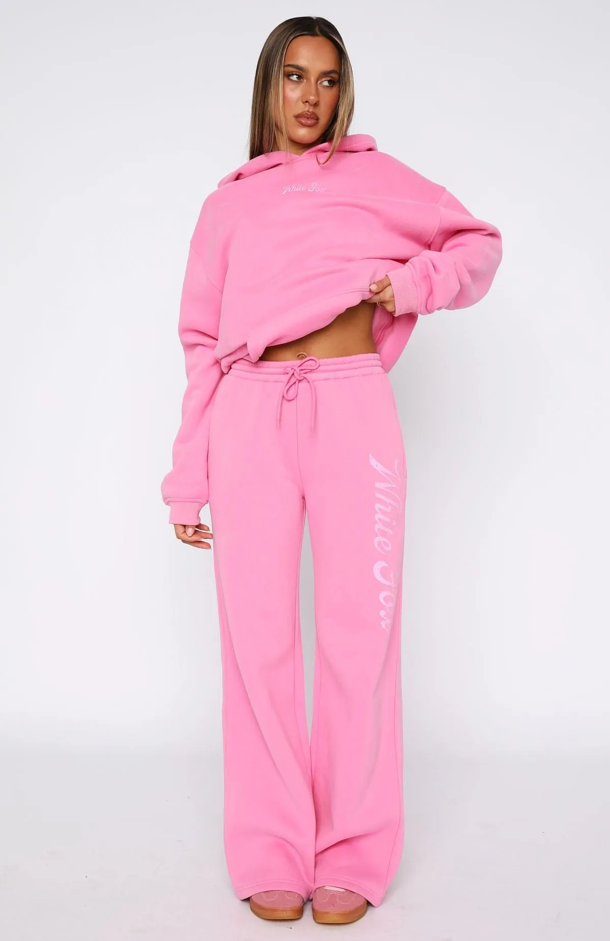 The Good Life Wide Leg Sweatpants Pink Merino Wool Chic Comforted
