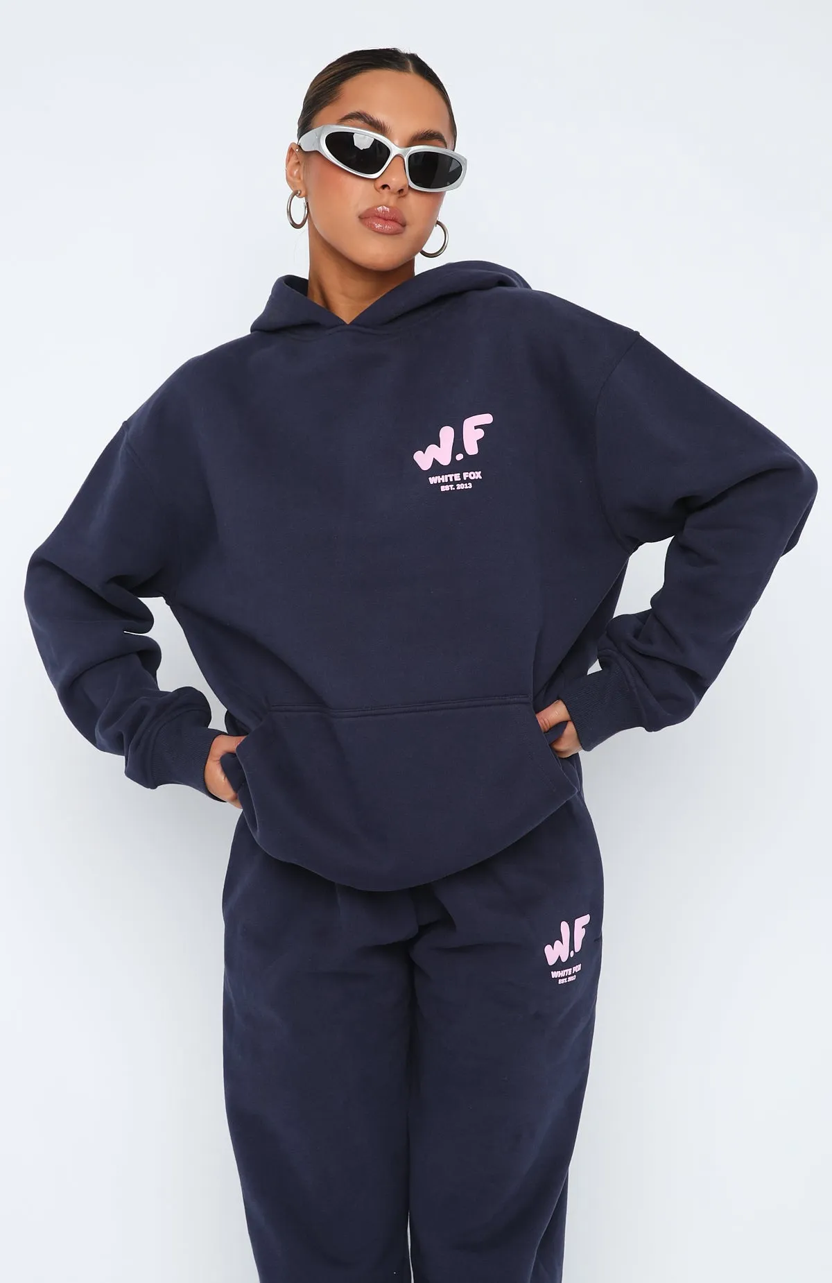 The New Standard Oversized Hoodie Navy Interlock Knit Body Cool Weather