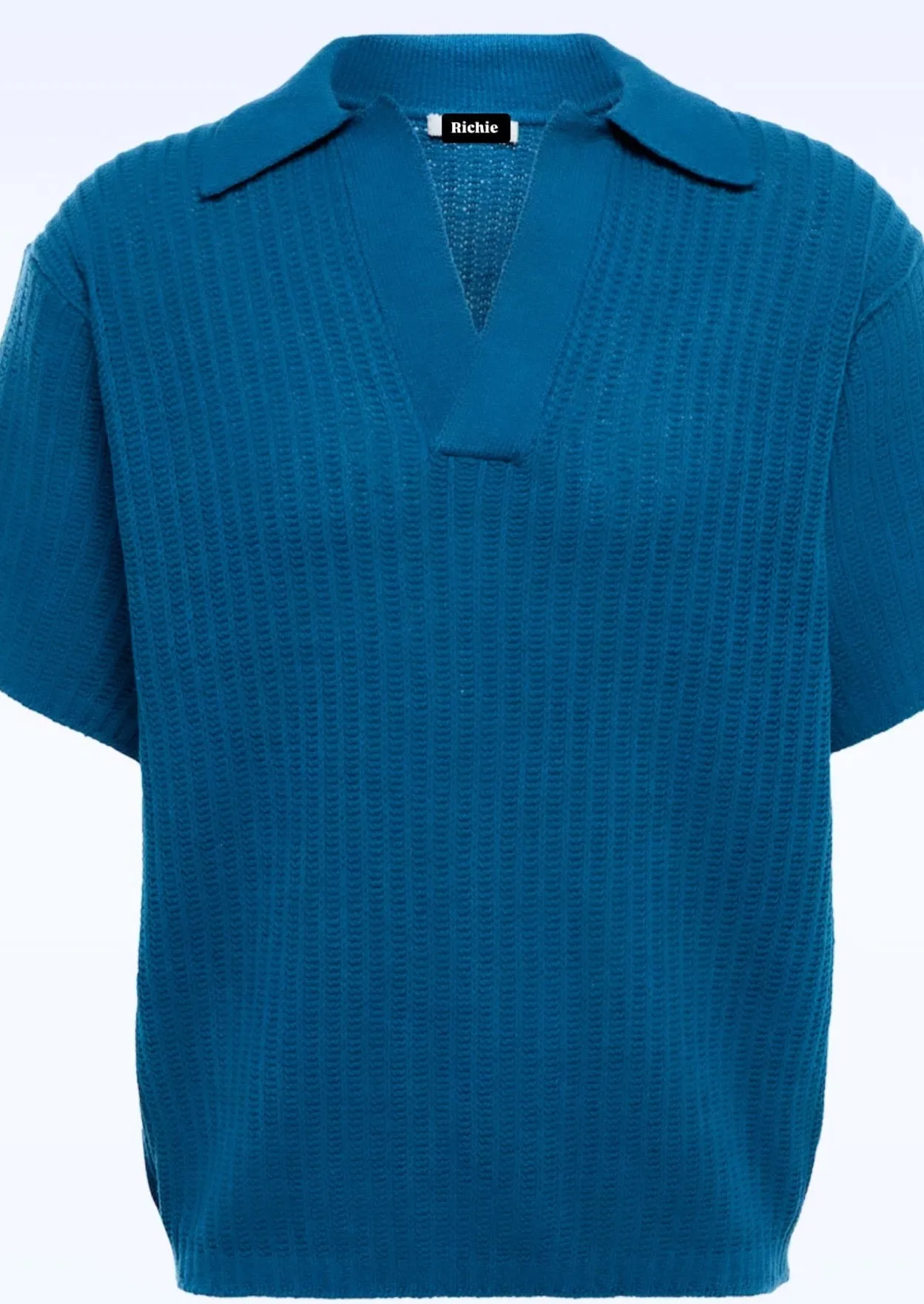 The Pacific  Aqua Knitted Polo Shirt