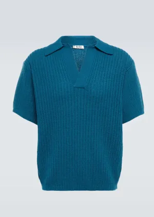 The Pacific  Aqua Knitted Polo Shirt