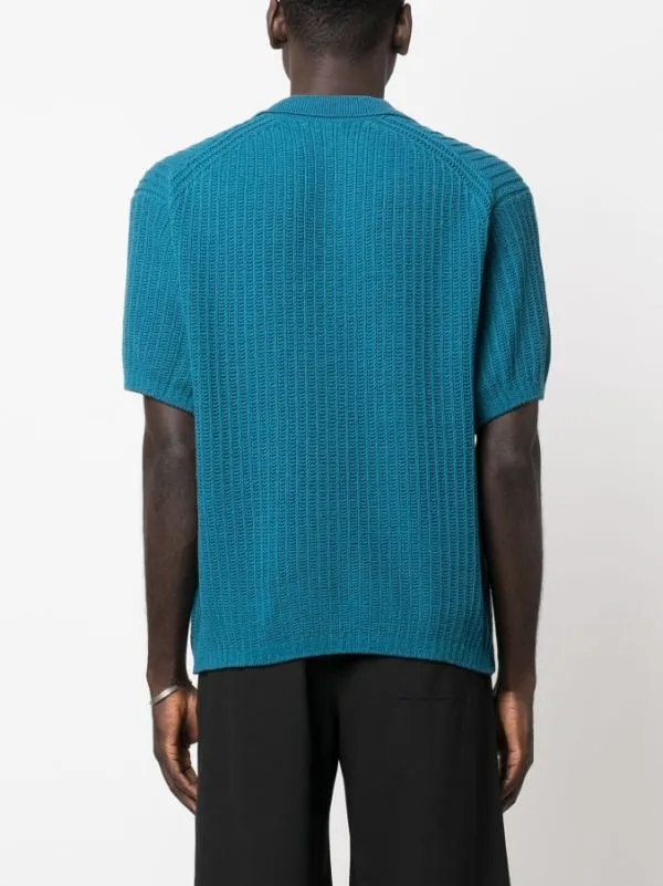The Pacific  Aqua Knitted Polo Shirt