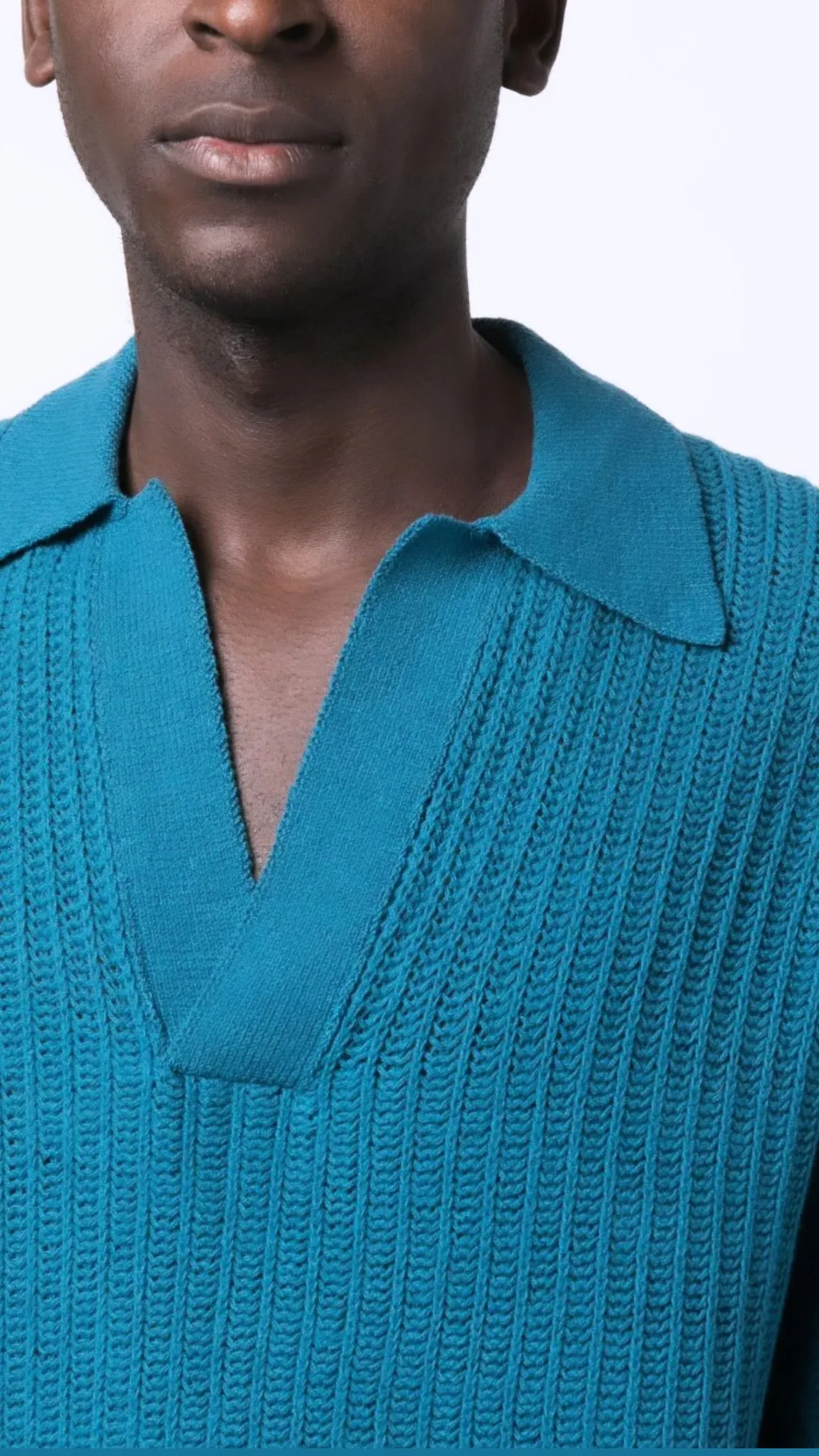 The Pacific  Aqua Knitted Polo Shirt