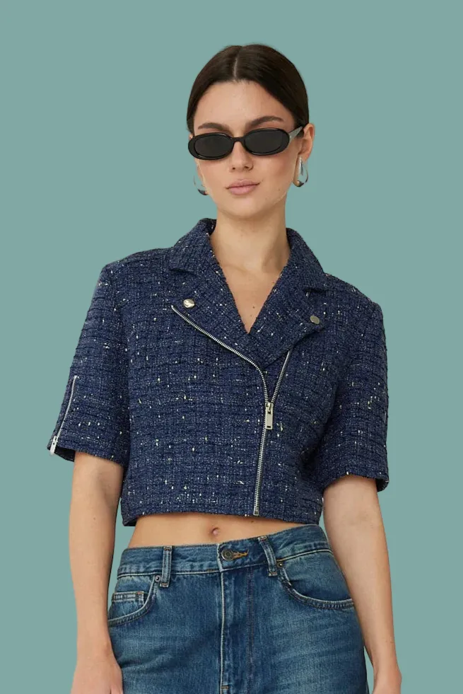 Theodora Cropped Jacket Durable Double Stitching SheerLayering