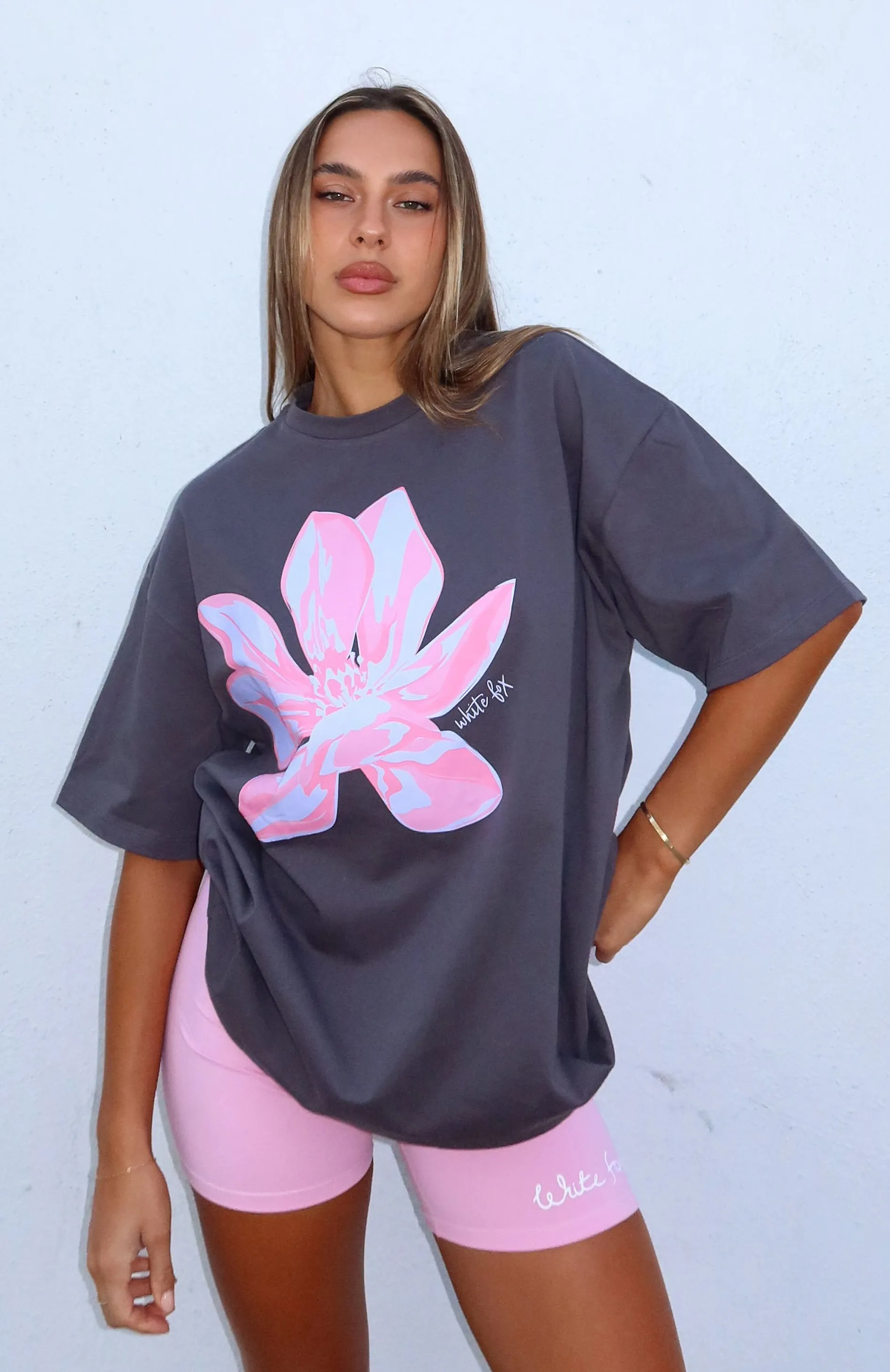 Thermal Insulation Tech EcoFriendlyTexture Pick You A Flower Oversized Tee Volcanic