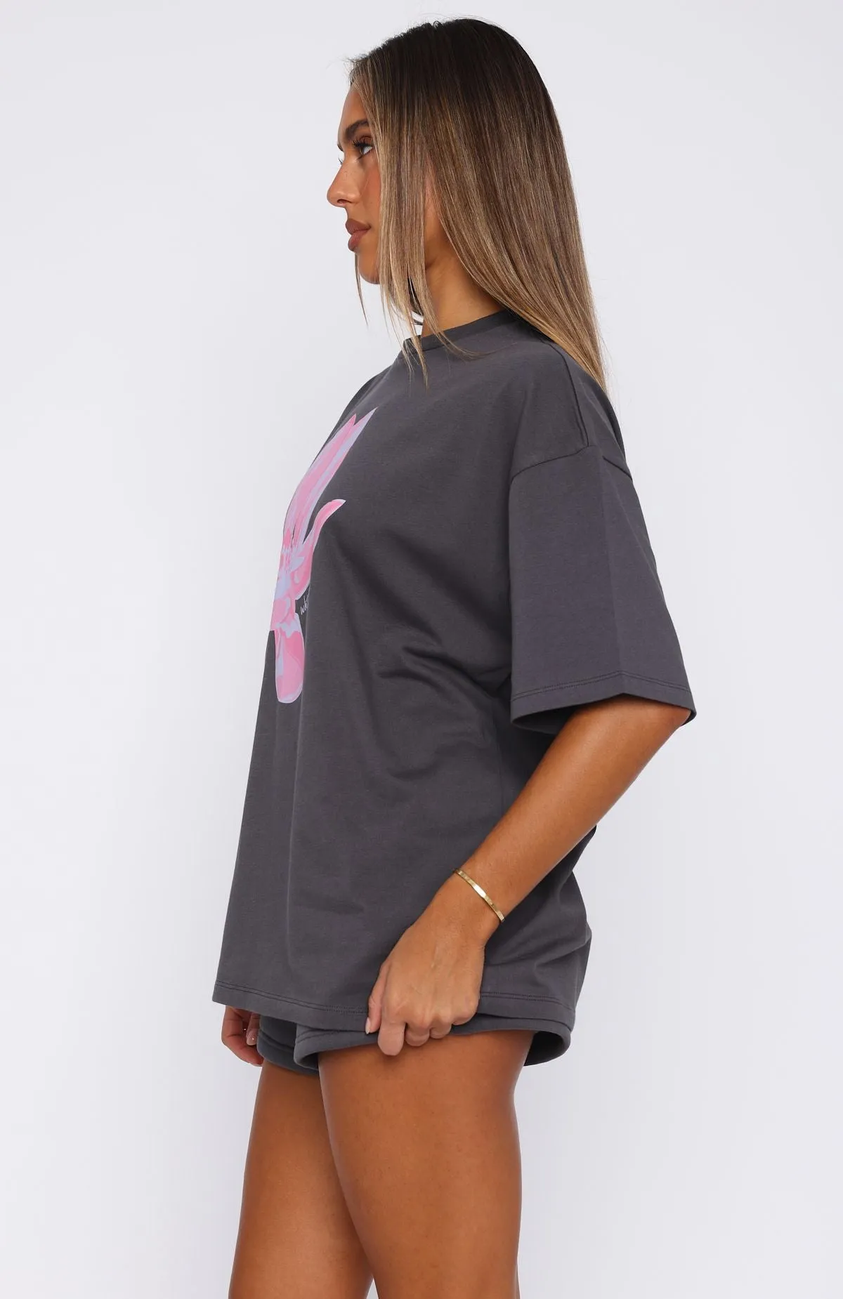 Pick You A Flower Oversized Tee Volcanic OdorControl Technology FrictionResistant Fabric