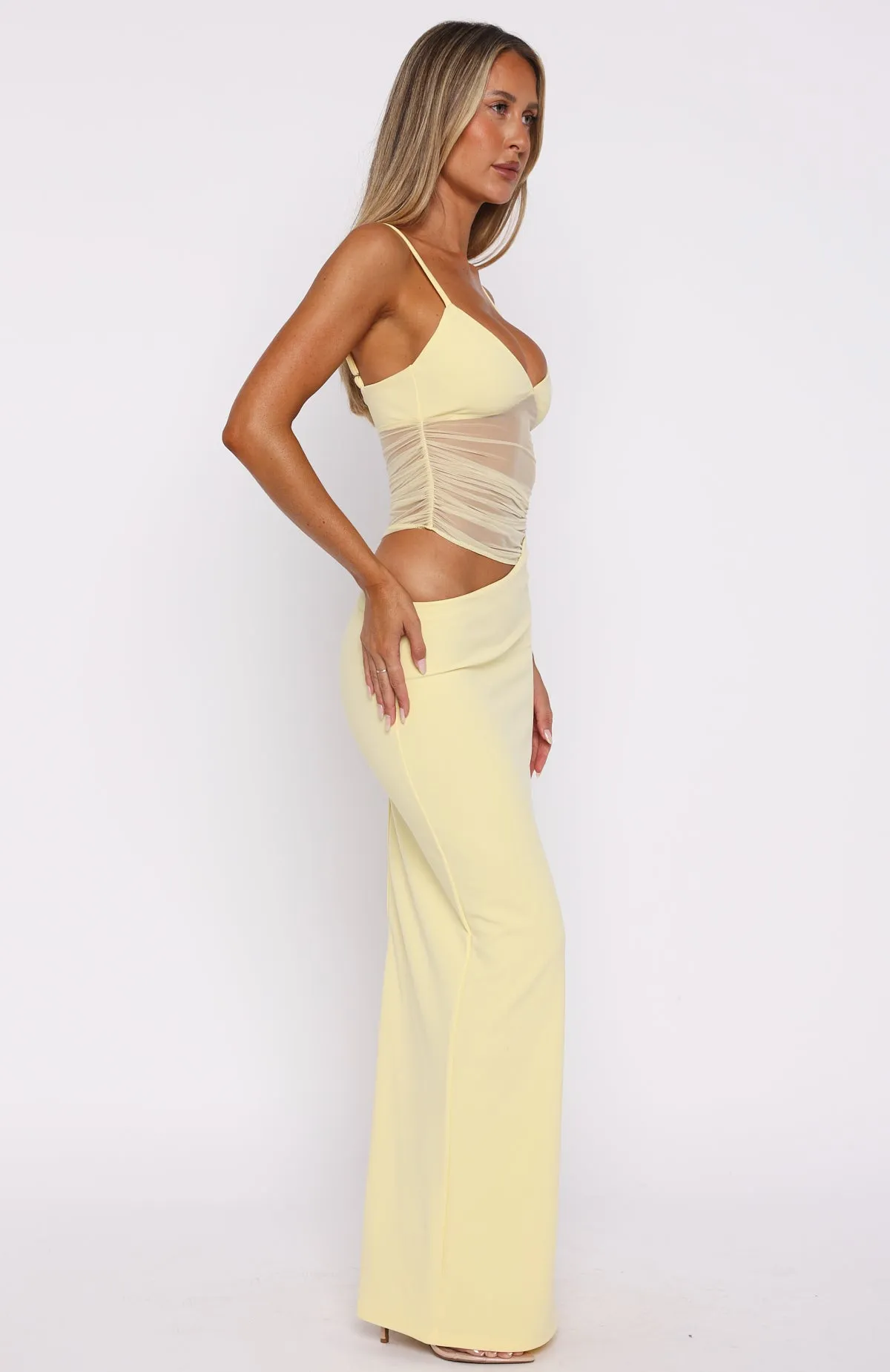 Earthy Tone Colorways Call Me Up Maxi Dress Lemon