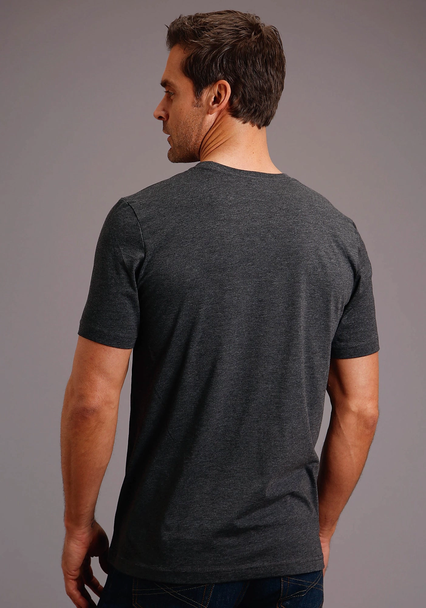 Stetson Mens Heather Grey Cotton Blend Philly S/S T-Shirt Oversized Fit Minimalist Closure