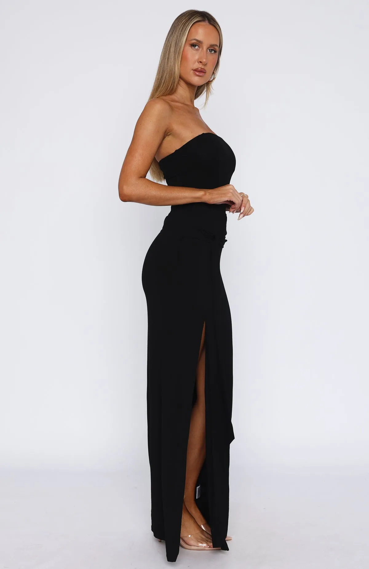 Deep In My Heart Strapless Maxi Dress Black LowMaintenanceFabric ComfortStretchFit