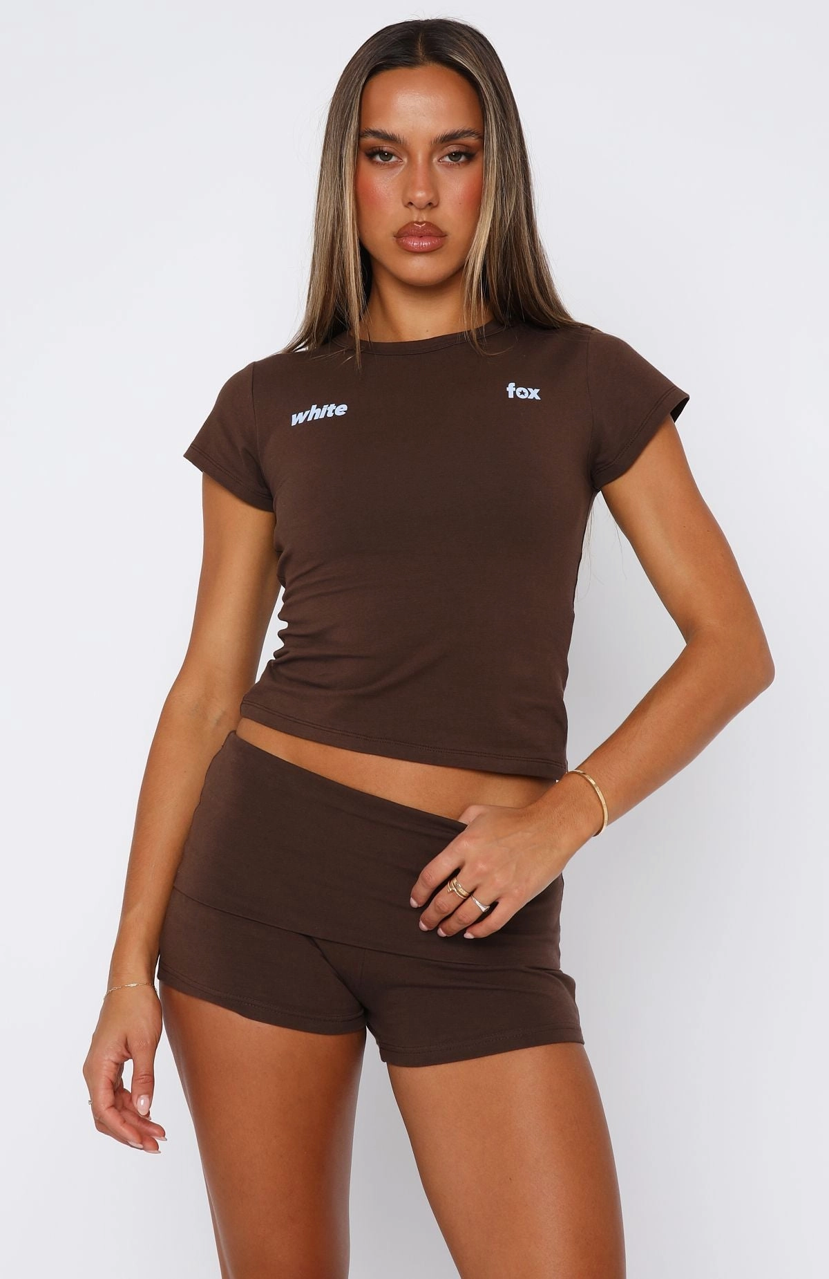 Reinforced Hemline AntiStatic Coating From The Archives Gigi Baby Tee Chocolate
