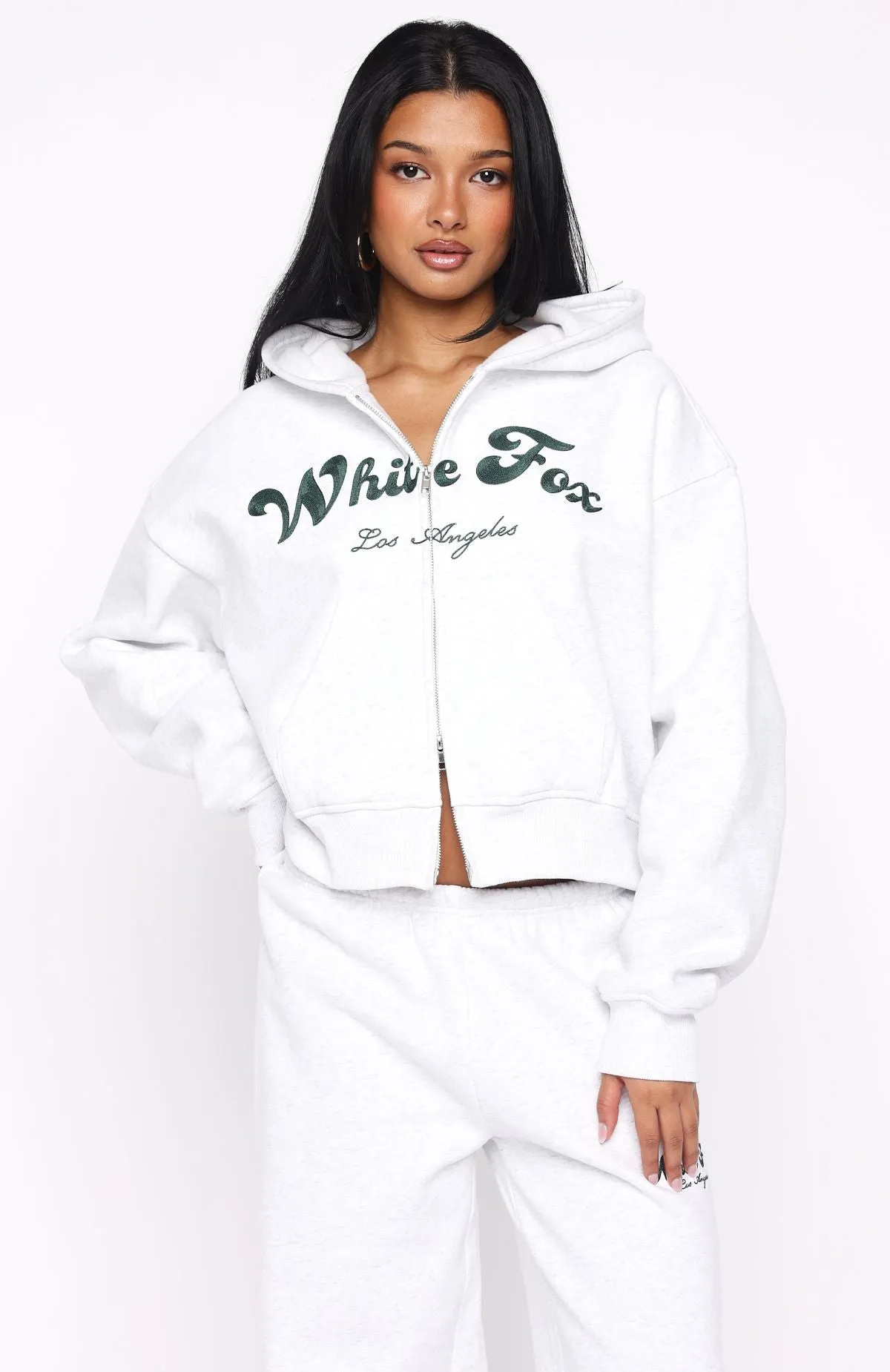 Microfiber Inner Layer Through Thick And Thin Boxy Zip Front Hoodie Grey Marle