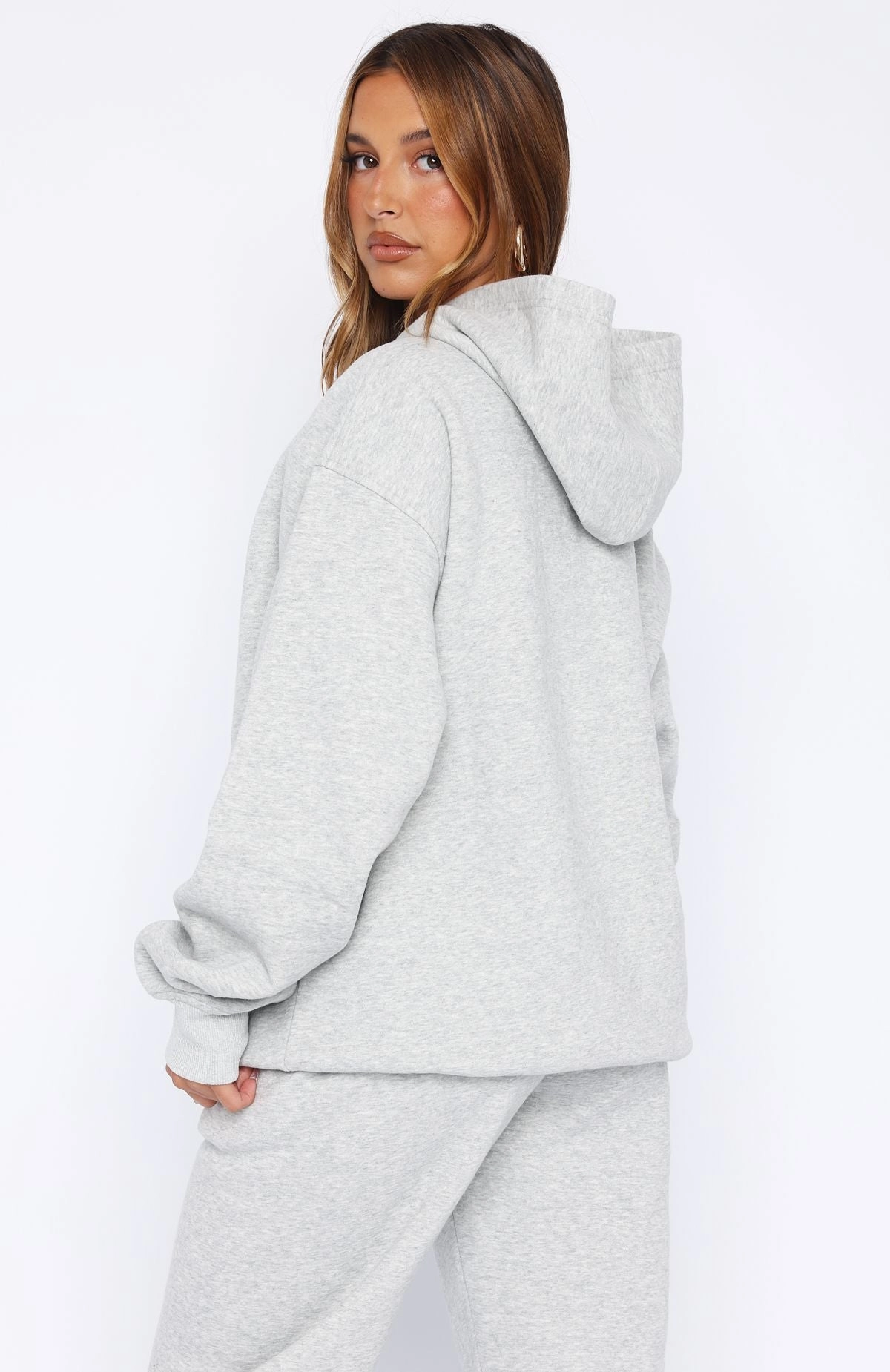 Ribbed Trim Core Classic Oversized Hoodie Dark Grey Marle