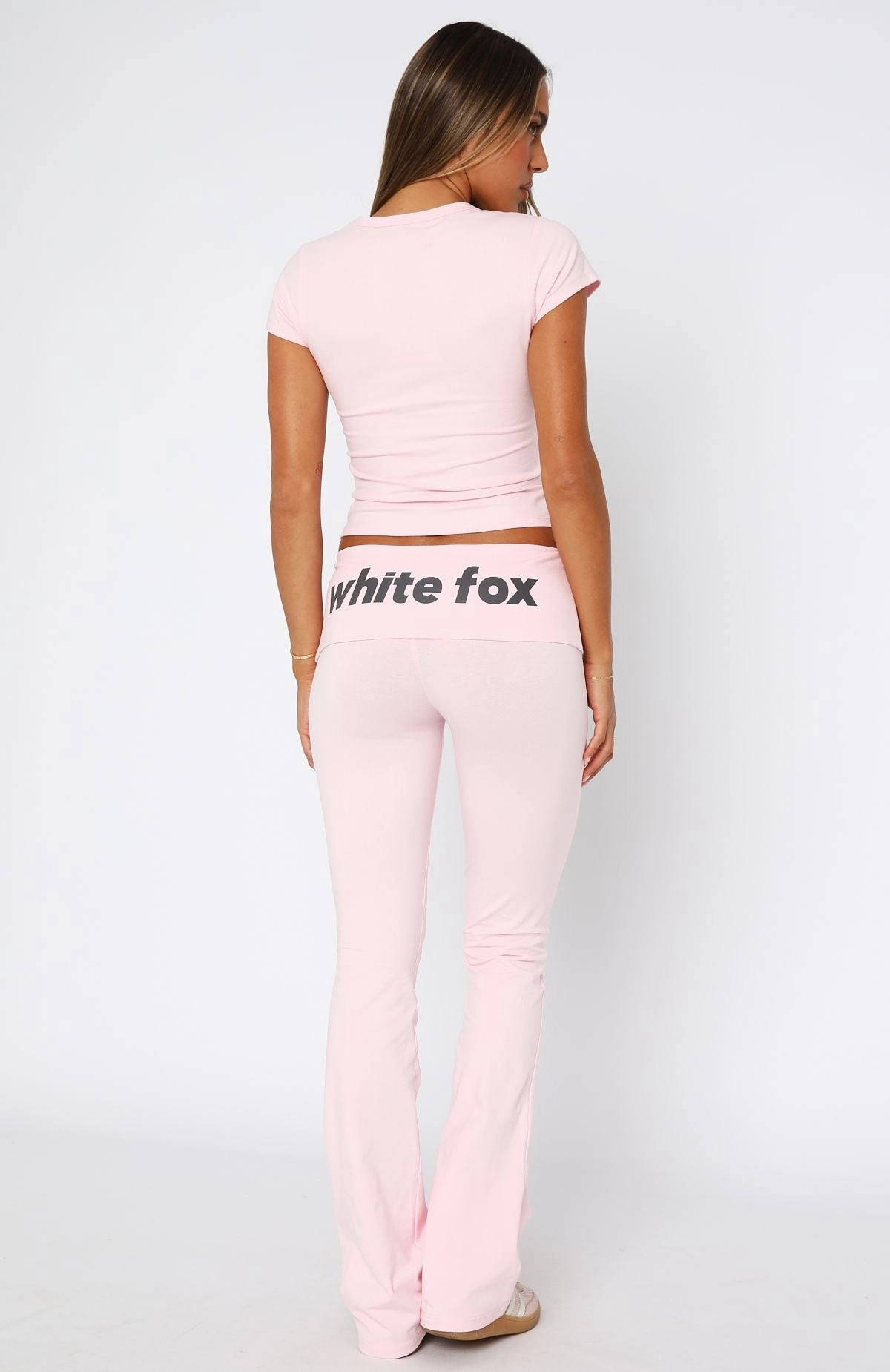 From The Archives Gigi Fold Over Flare Pants Pink AntiStatic Coating