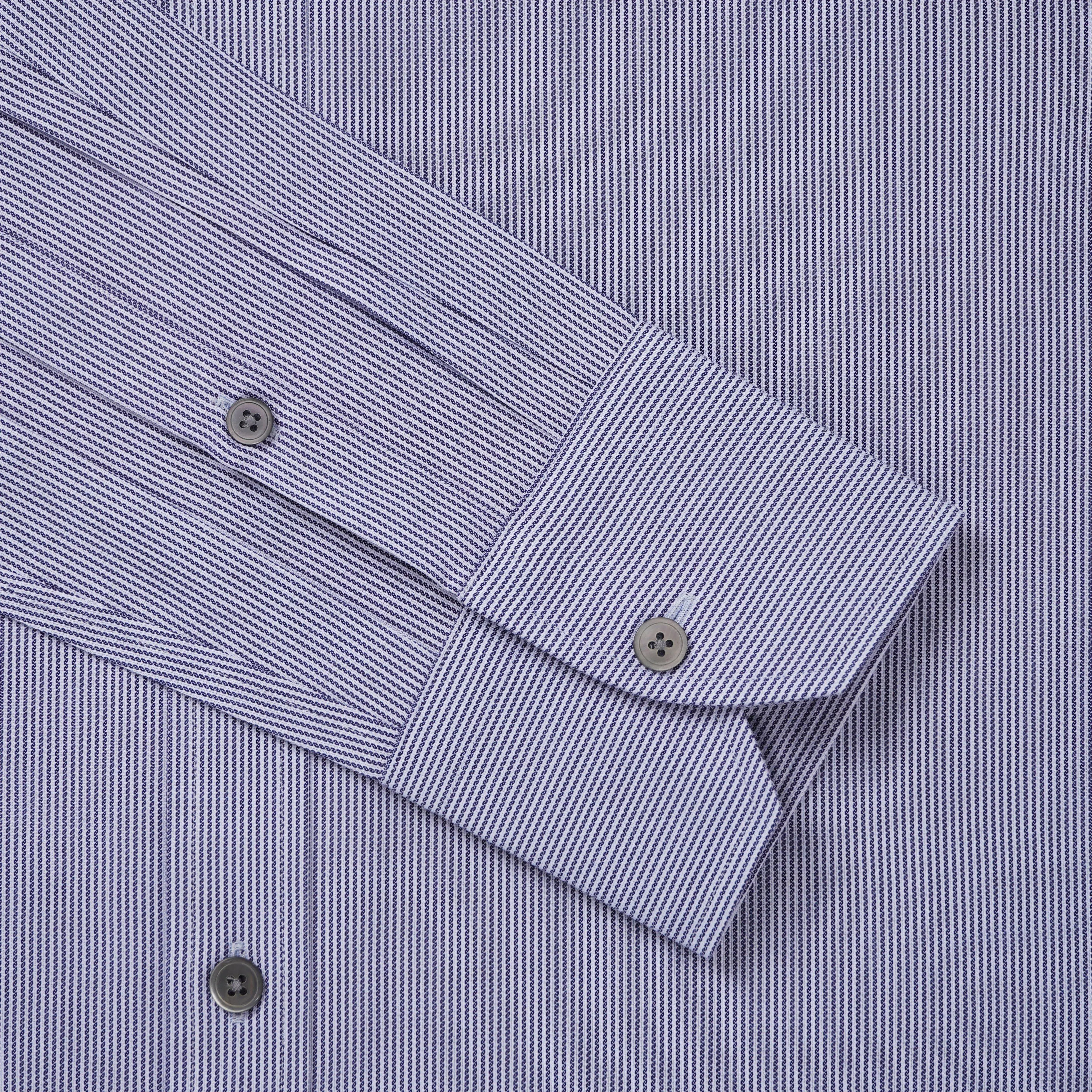 Thomas Pink Slim Fit Formal Dobby Rope Stripe Shirt Blue