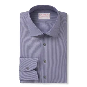 Thomas Pink Slim Fit Formal Dobby Rope Stripe Shirt Blue