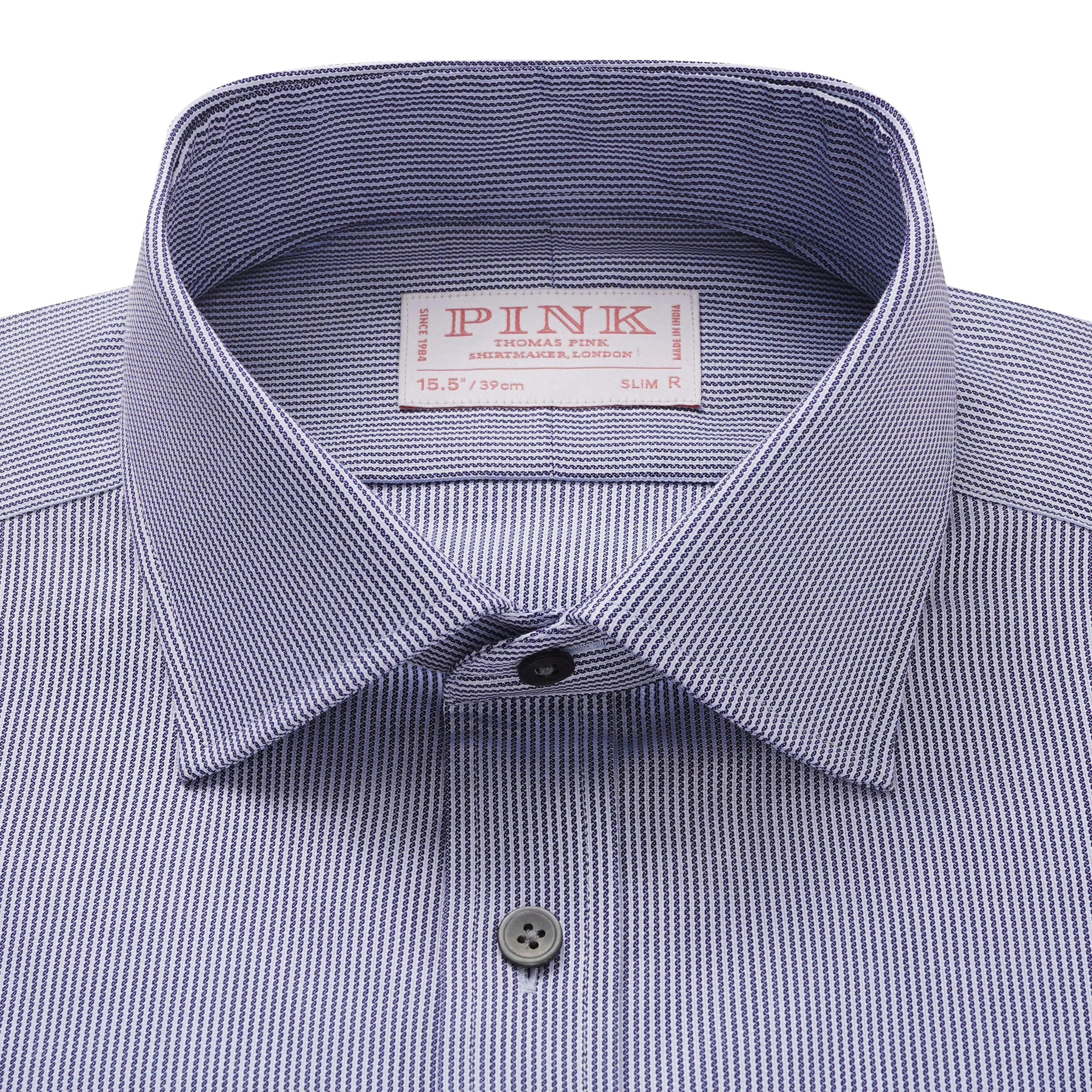 Thomas Pink Slim Fit Formal Dobby Rope Stripe Shirt Blue
