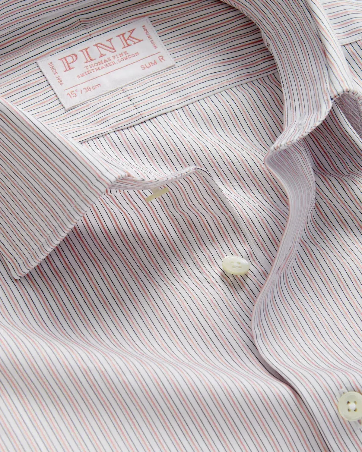 Thomas Pink Slim Fit Formal Fine City Stripe Shirt Pink/Blue