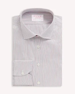 Thomas Pink Slim Fit Formal Fine City Stripe Shirt Pink/Blue