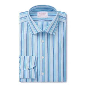 Thomas Pink Slim Fit Formal Irregular Bold Stripe Shirt