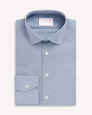 Thomas Pink Slim Fit Formal Muslin Melange Cotton Shirt Blue