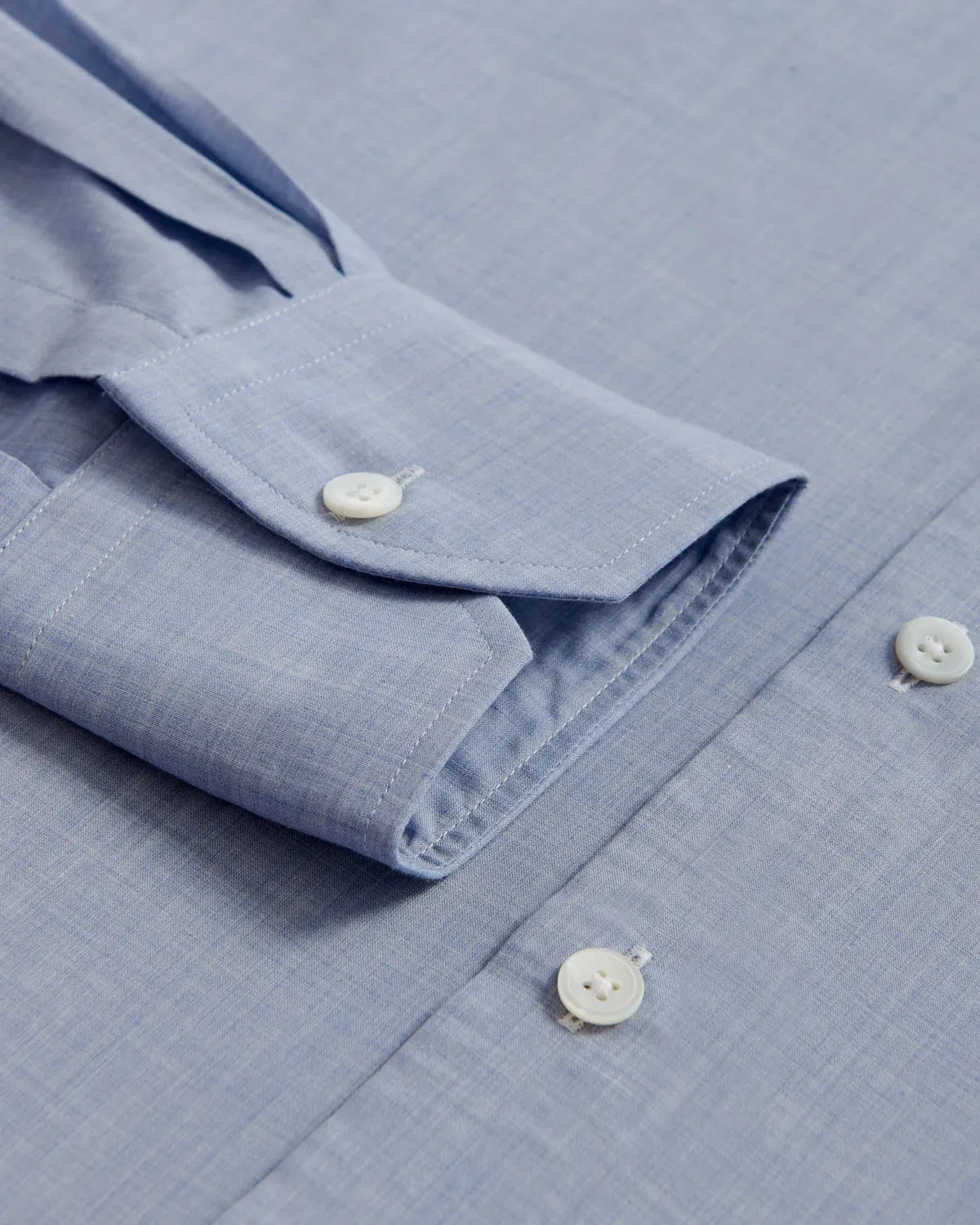 Thomas Pink Slim Fit Formal Muslin Melange Cotton Shirt Blue