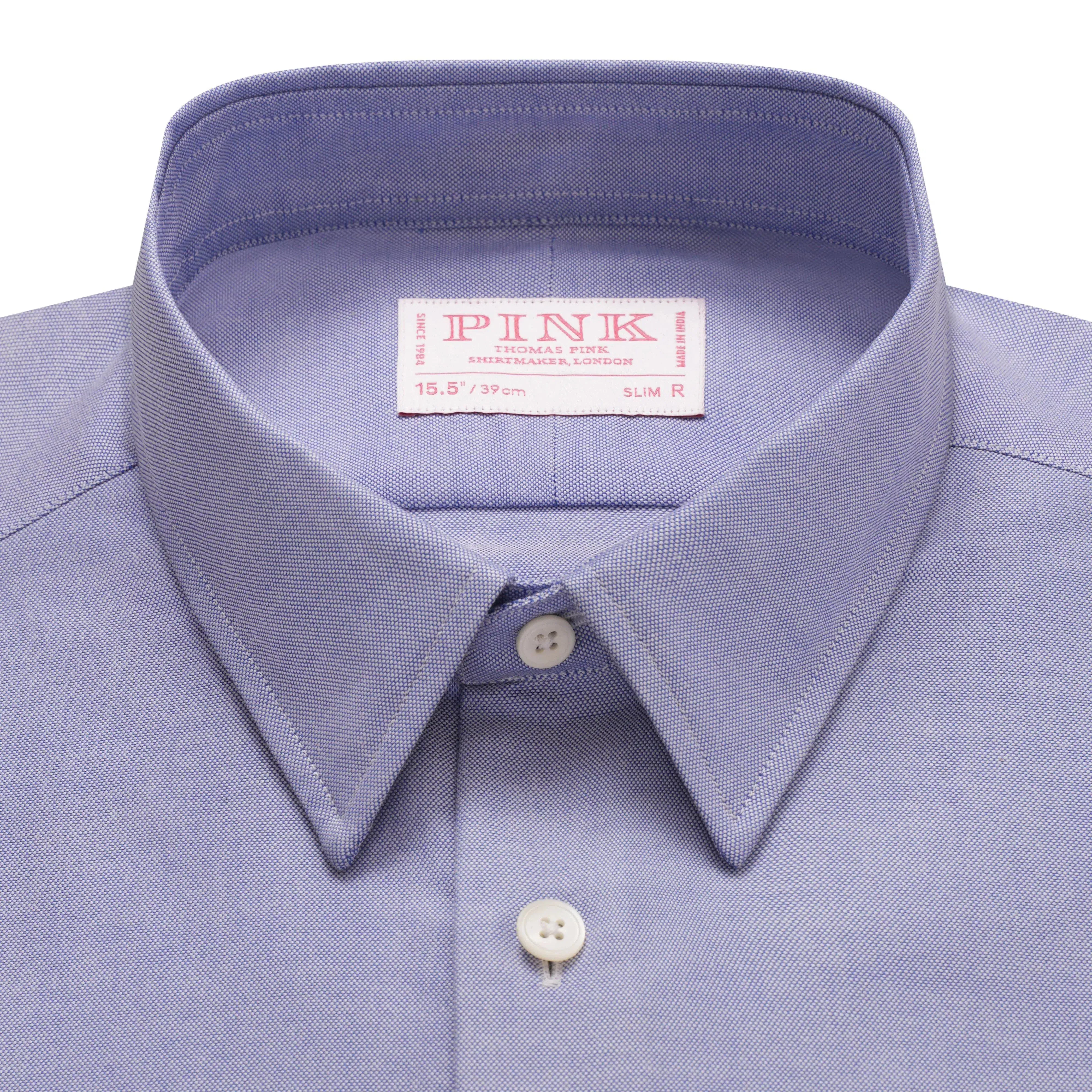 Thomas Pink Slim Fit Formal Open Weave Oxford Shirt Blue