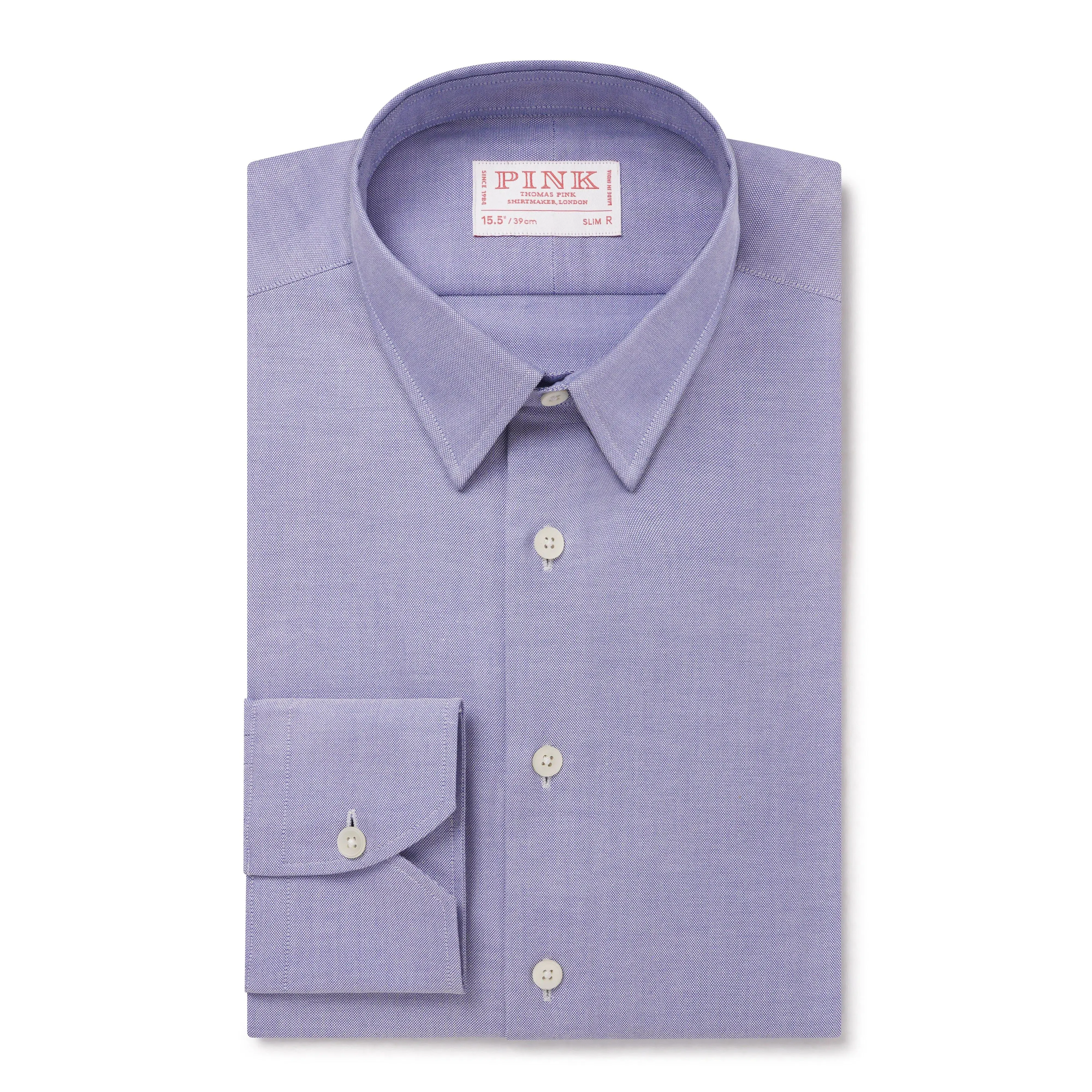 Thomas Pink Slim Fit Formal Open Weave Oxford Shirt Blue