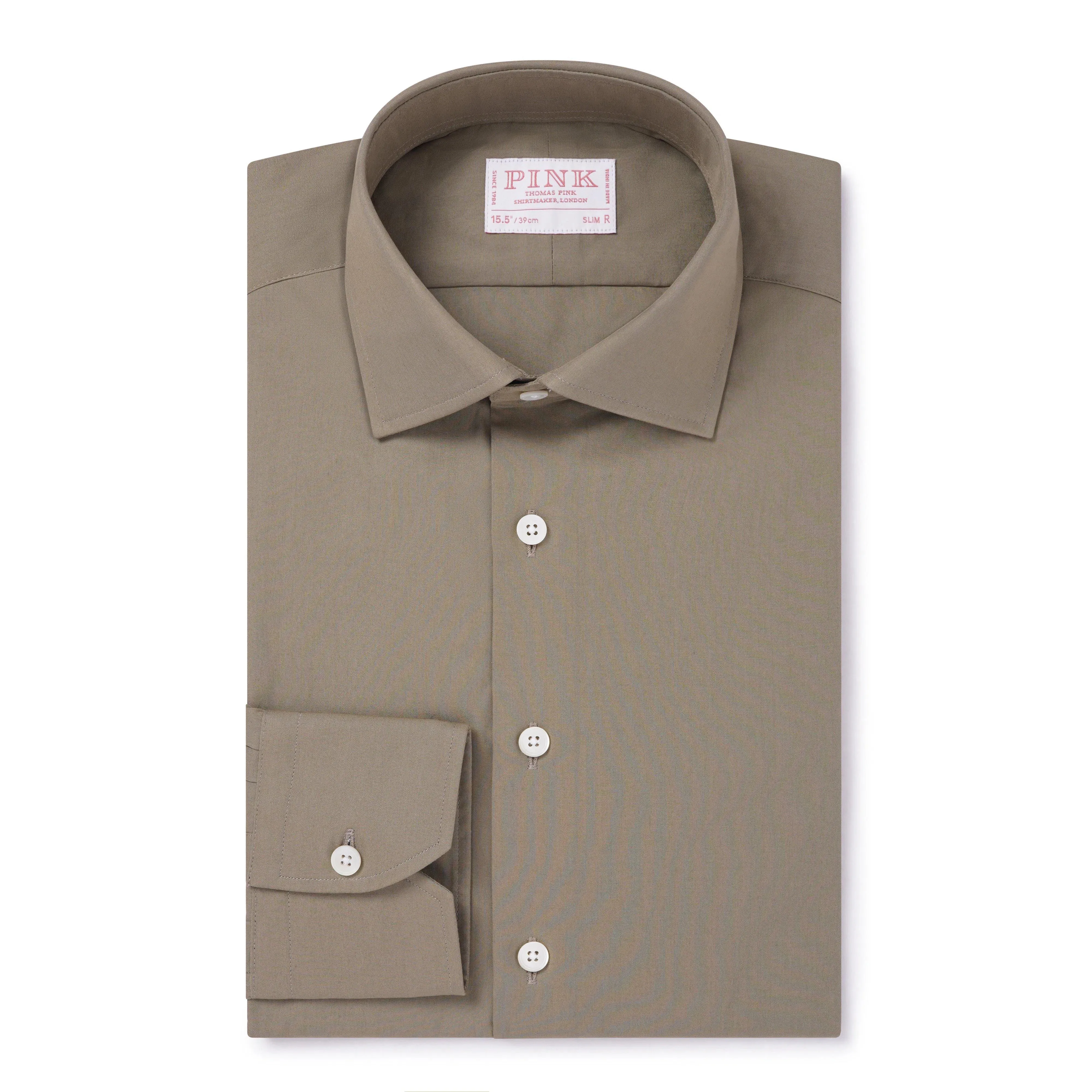 Thomas Pink Slim Fit Formal Plain Washed Cotton Shirt