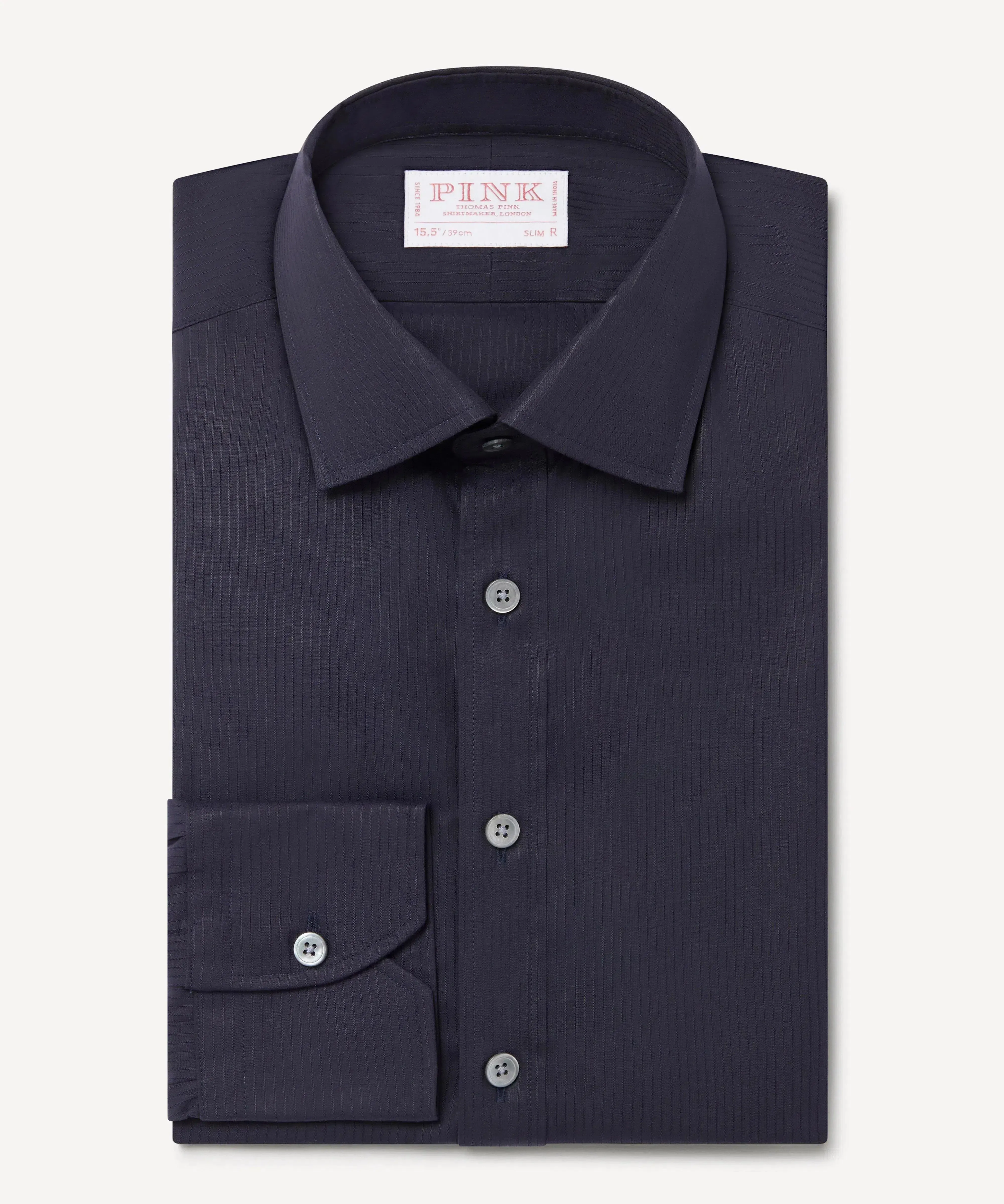 Thomas Pink Slim Fit Formal Poplin Needle Stripe Shirt