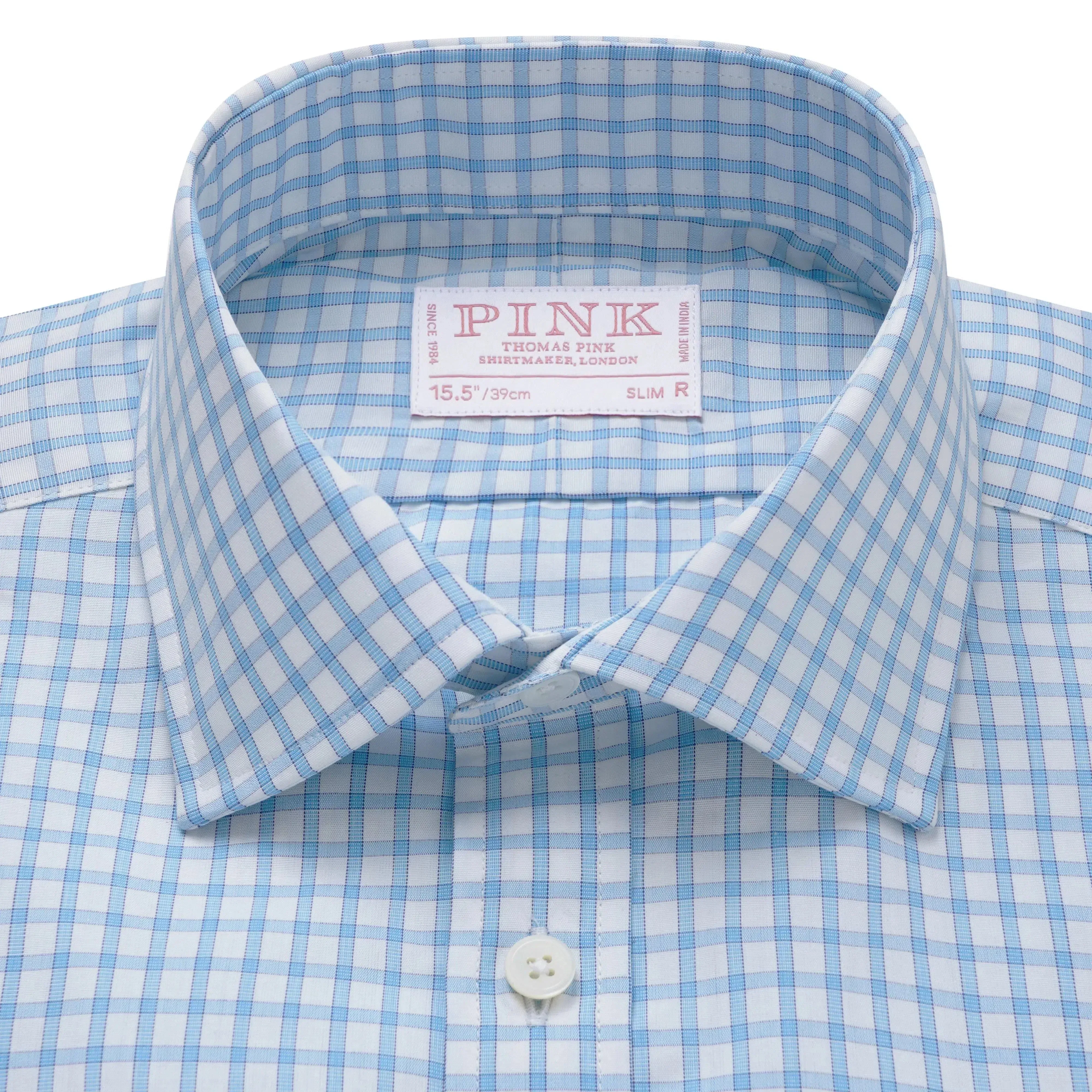 Thomas Pink Slim Fit Formal Poplin Windowpane Check Shirt
