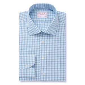 Thomas Pink Slim Fit Formal Poplin Windowpane Check Shirt