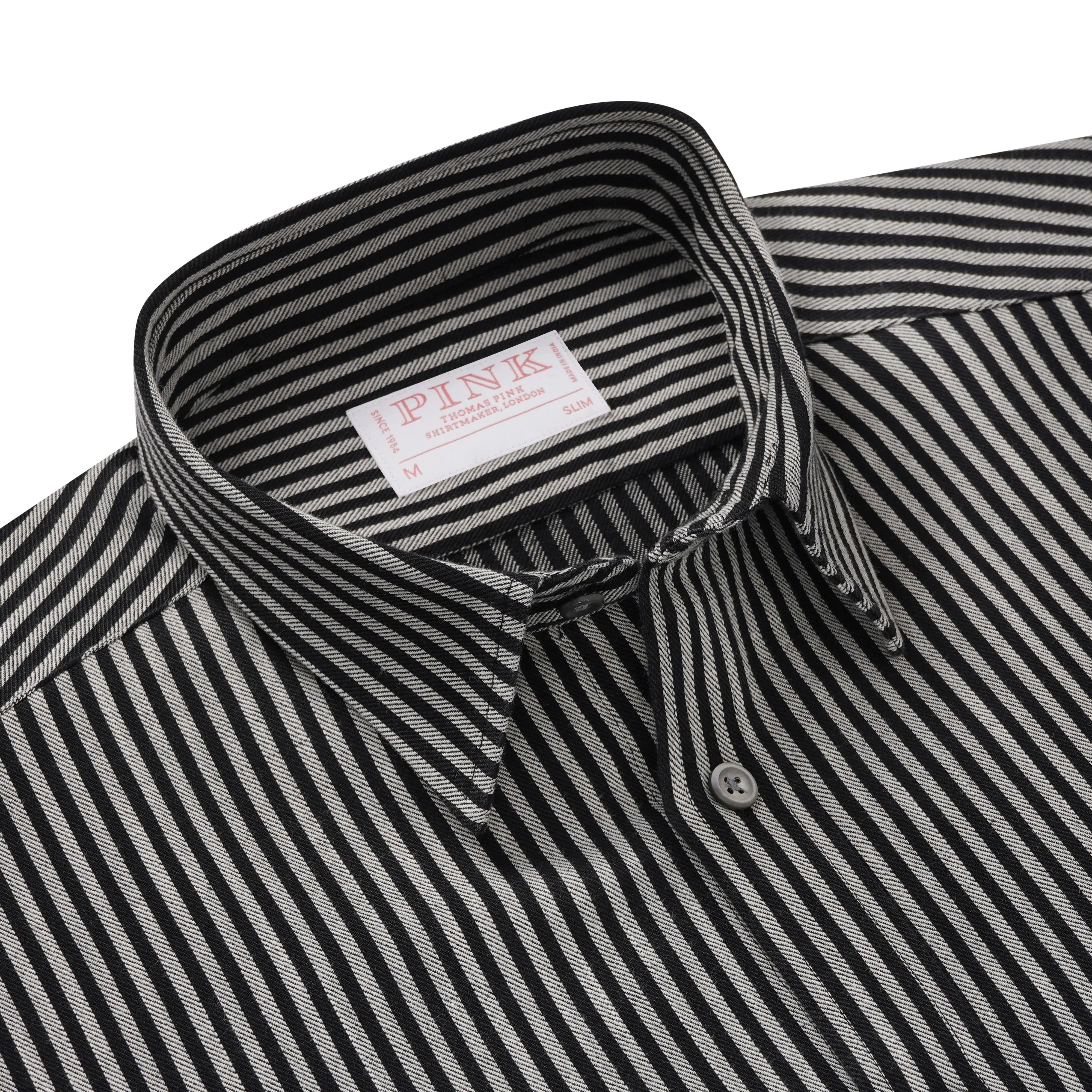 Thomas Pink Slim Fit Smart Casual Indigo Twill Stripe Shirt