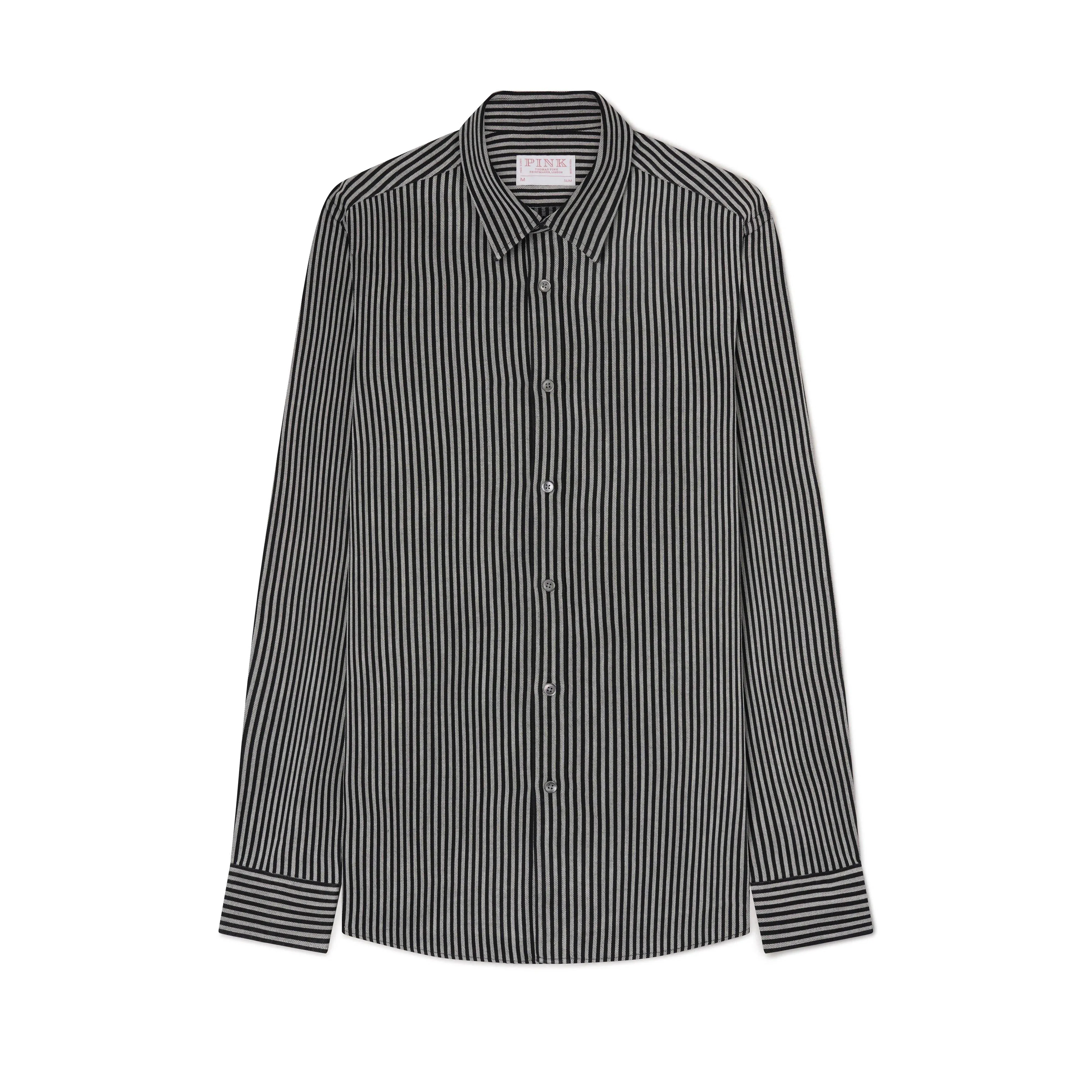 Thomas Pink Slim Fit Smart Casual Indigo Twill Stripe Shirt