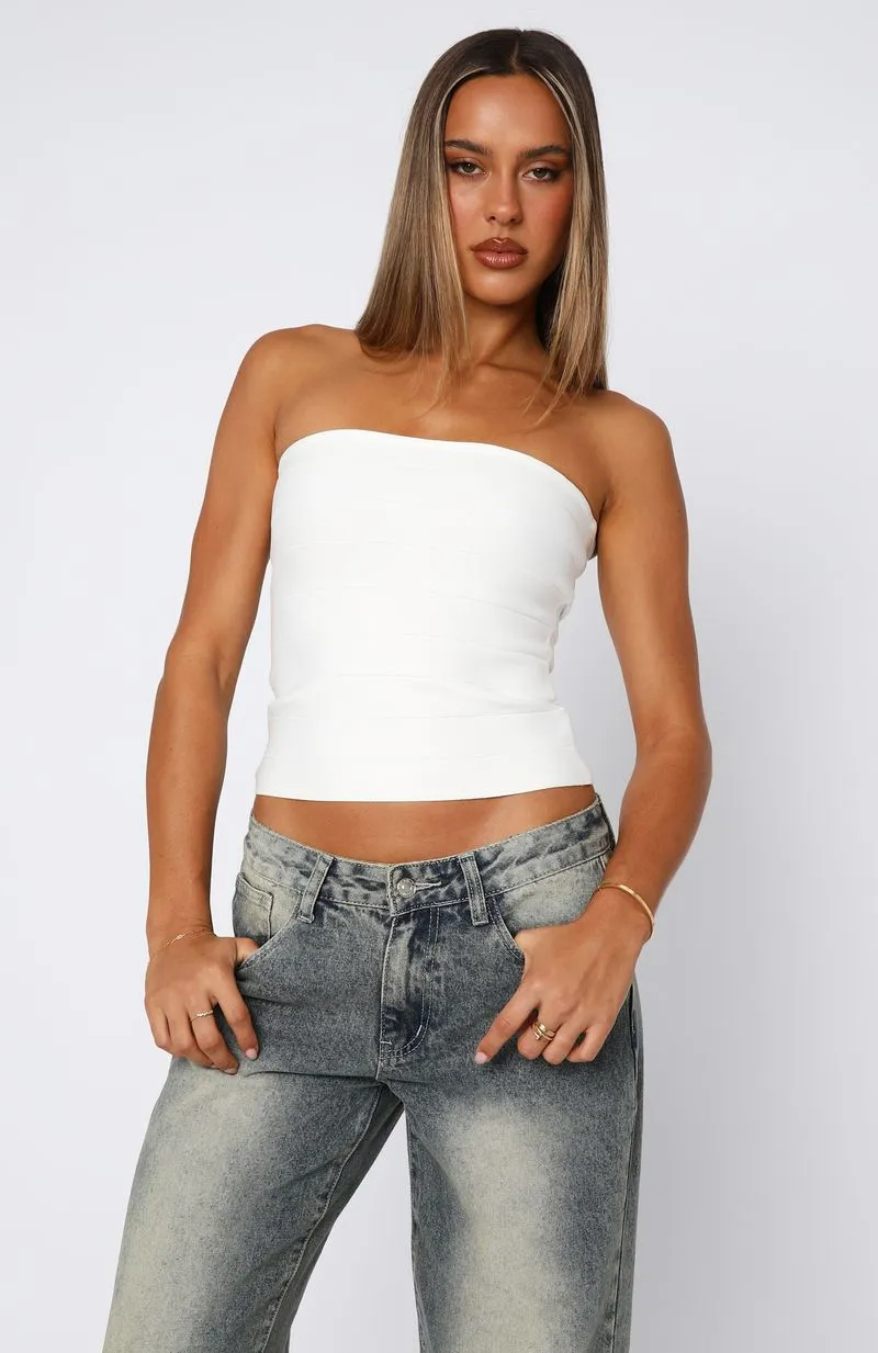 Thought I Was Dreaming Bandage Top White Warm Hoodie ButtonlessClosure