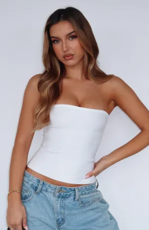 Thought I Was Dreaming Bandage Top White Flexible Waistband