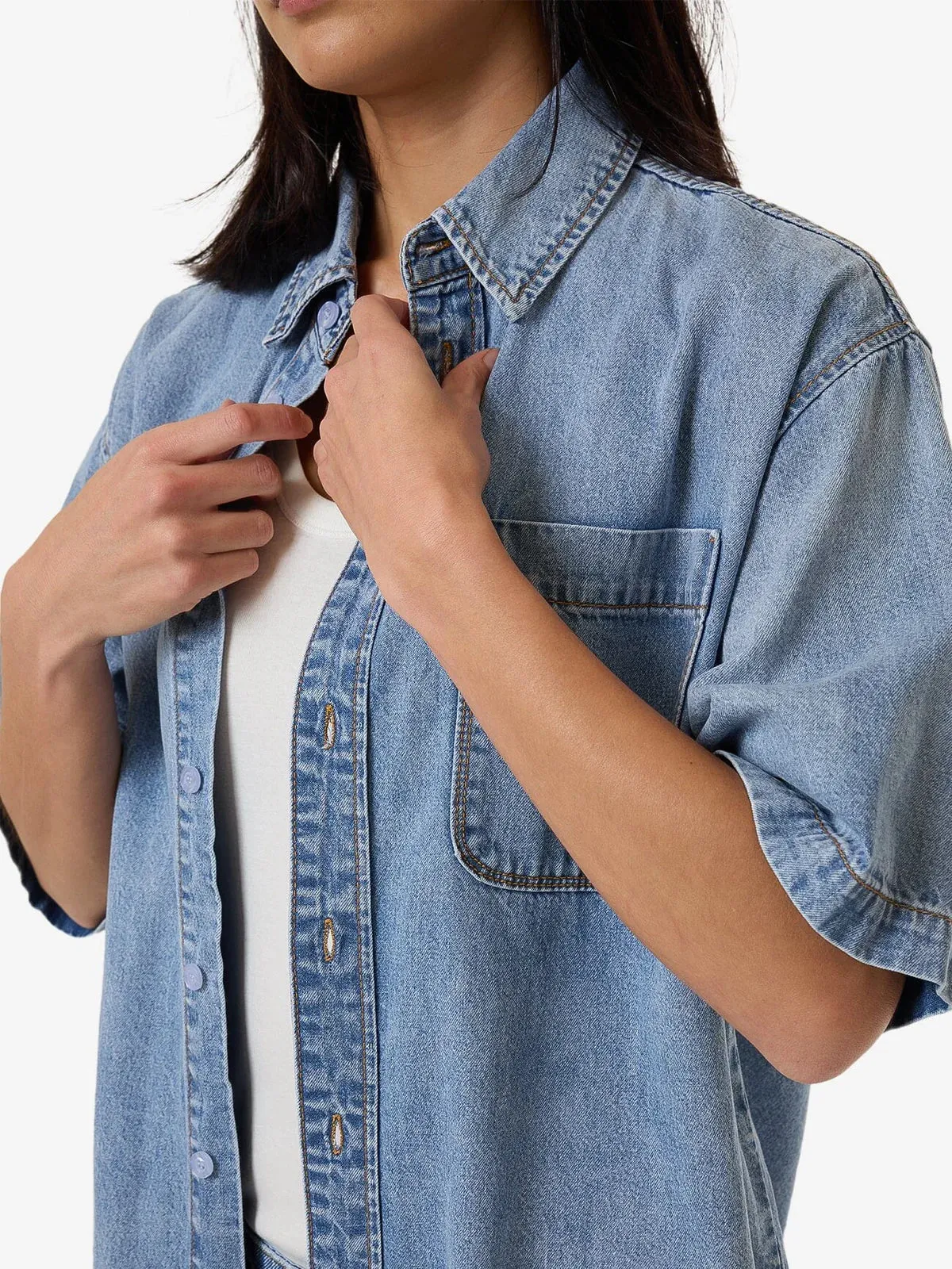 Thrills Darian Denim Shirt Dirty Fade