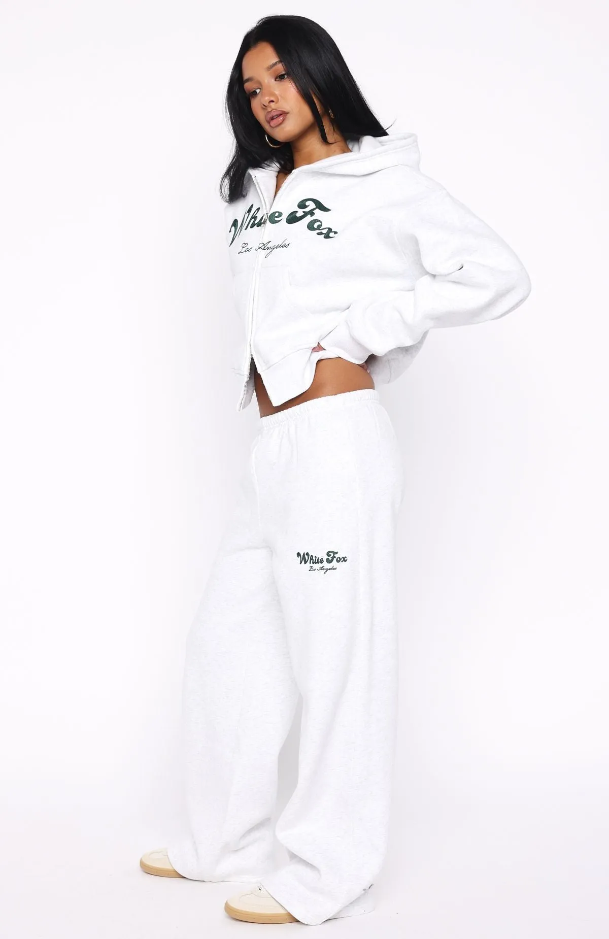 Simple Casual Style Simple Piece Through Thick And Thin Wide Leg Sweatpants Grey Marle