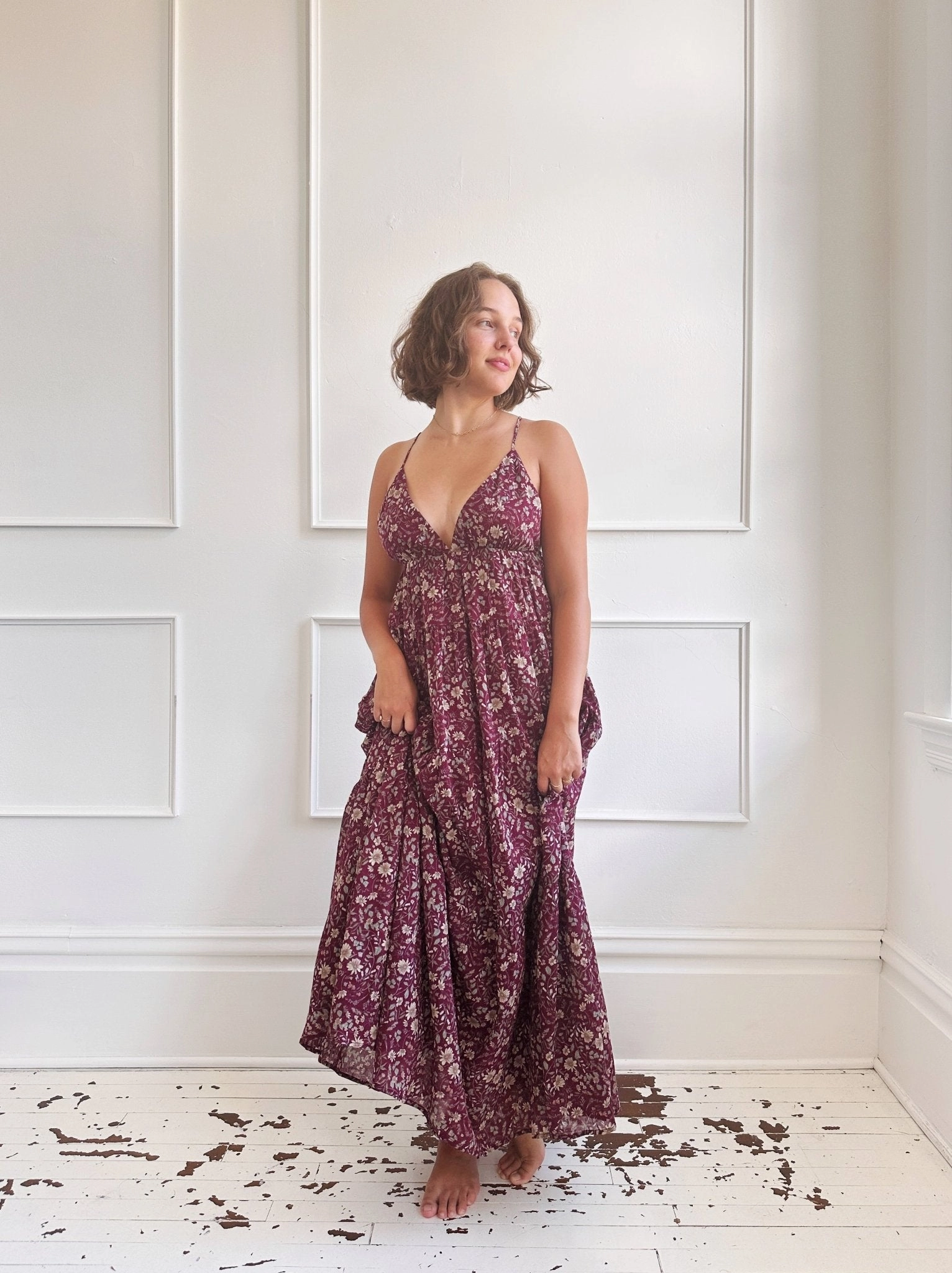 Daily Silhouette Balloon-Sleeve Tiered Maxi Dress