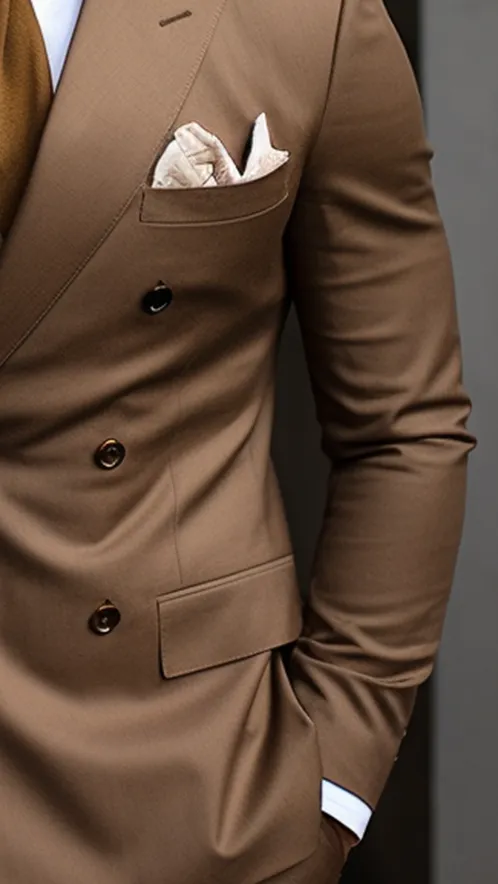 Timeless Elegance & Versatility Light Brown Double Breasted Suit for Men