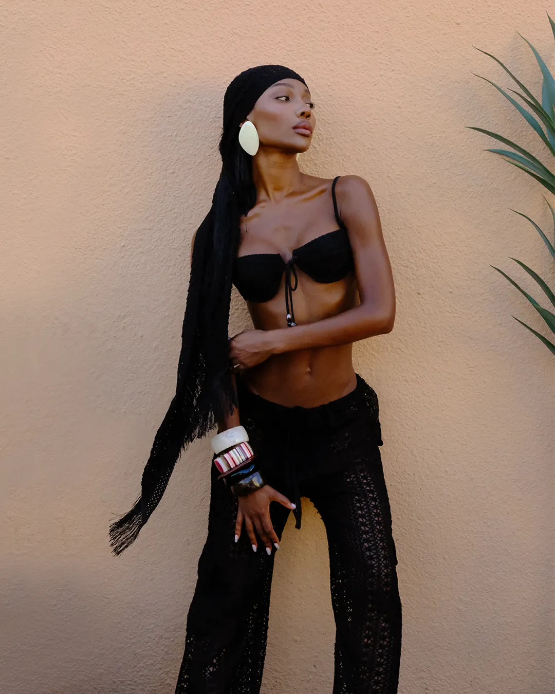 Dolce Vita Bikini Bottom | Noir Crochet Breathable Warmth